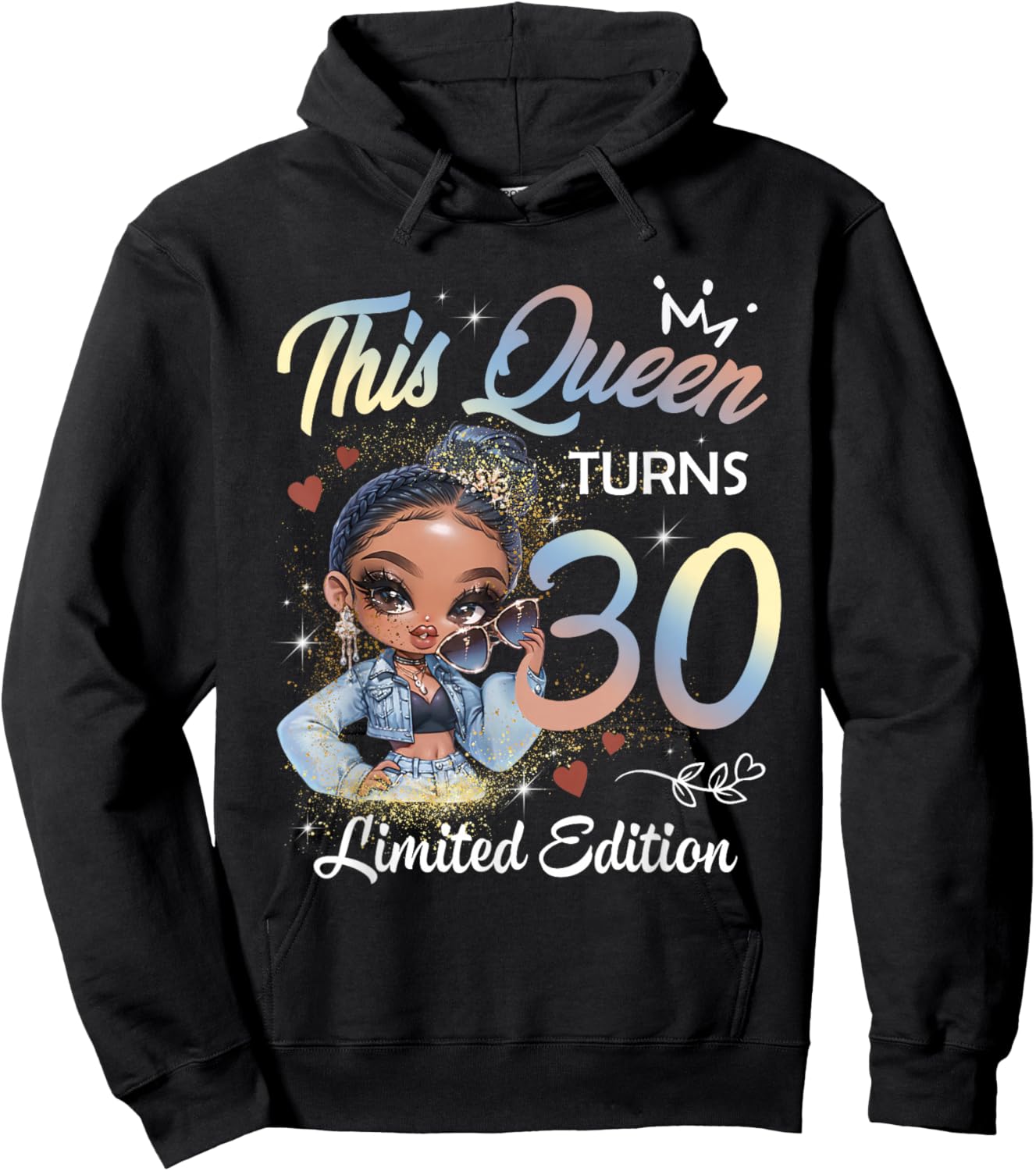 This Queen Turns Girl 30th Birthday Afro Women Black Pride Hoodie - Hoodie | Black