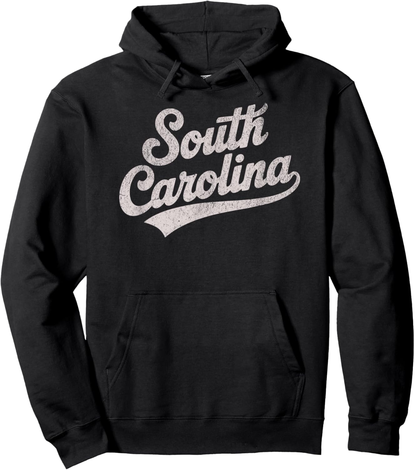 Throwback Vintage South Carolina Distressed Print Hoodie - Hoodie | Black