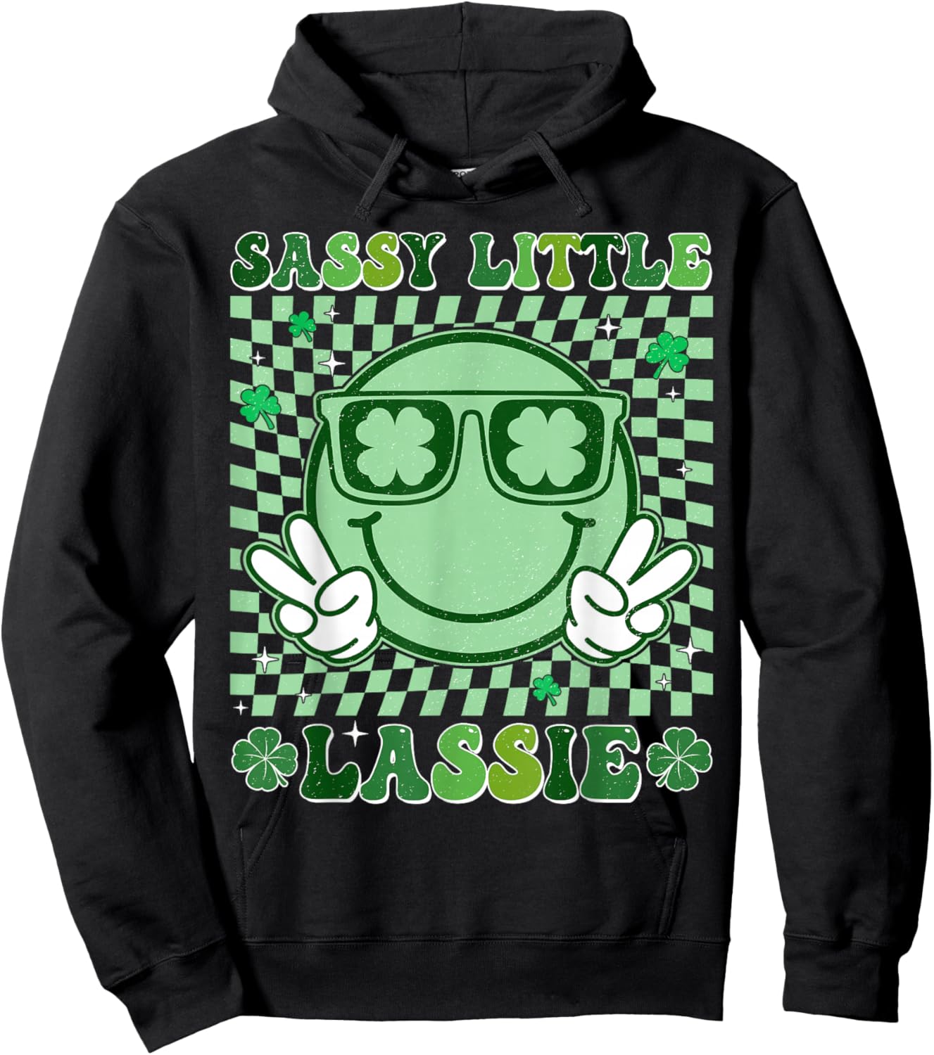Retro St Patrick's Day Sassy Little Lassie Kid Girls Toddler Hoodie - Hoodie | Black