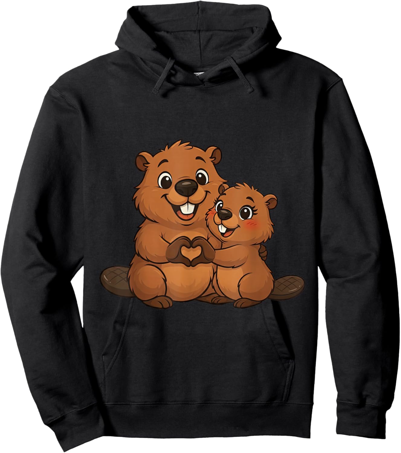 Biber Pärchen mit Herz | Süßes Biber Liebespaar Hoodie - Hoodie | Black