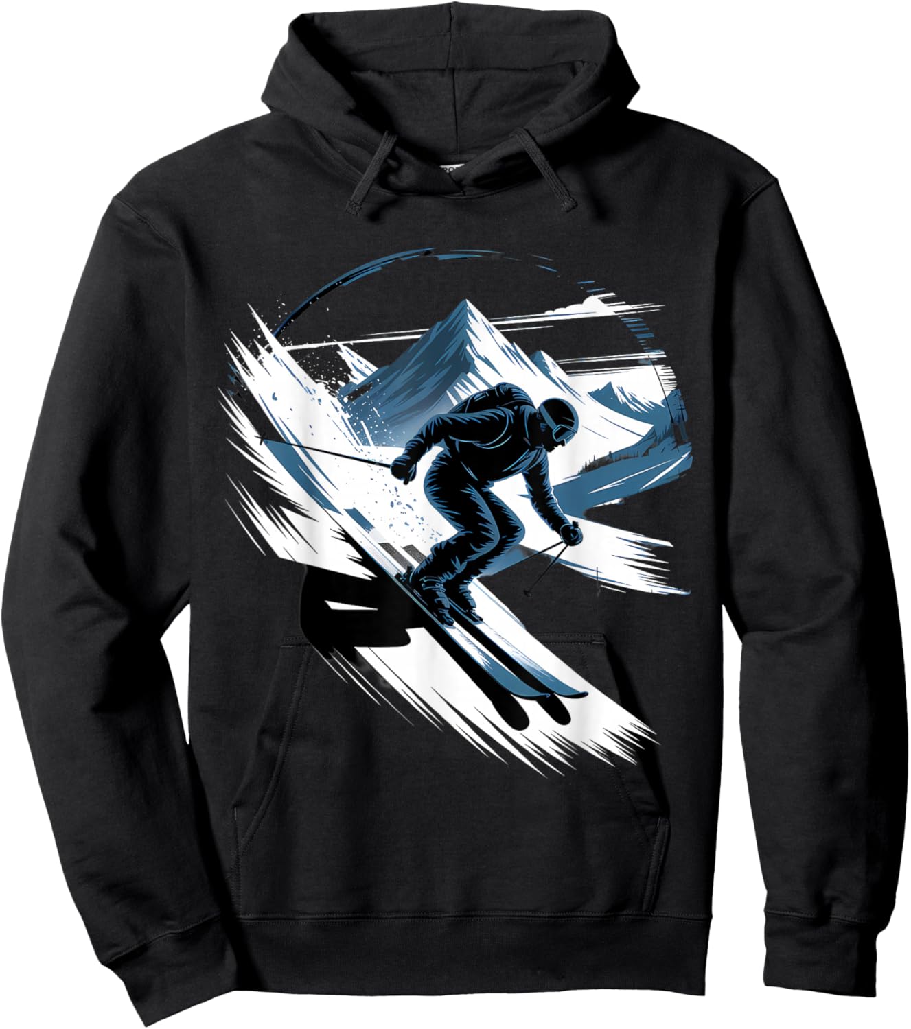Skiing Astronaut Sport Winter Skiing Funny Space Ski Hoodie - Hoodie | Black