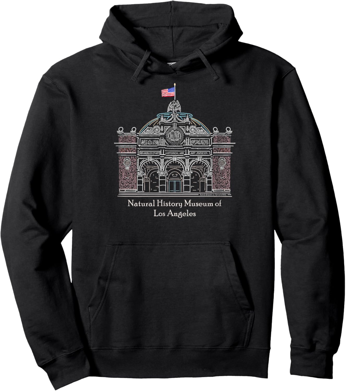 Natural History Museum of Los Angeles, California Hand-Drawn Hoodie - Hoodie | Black