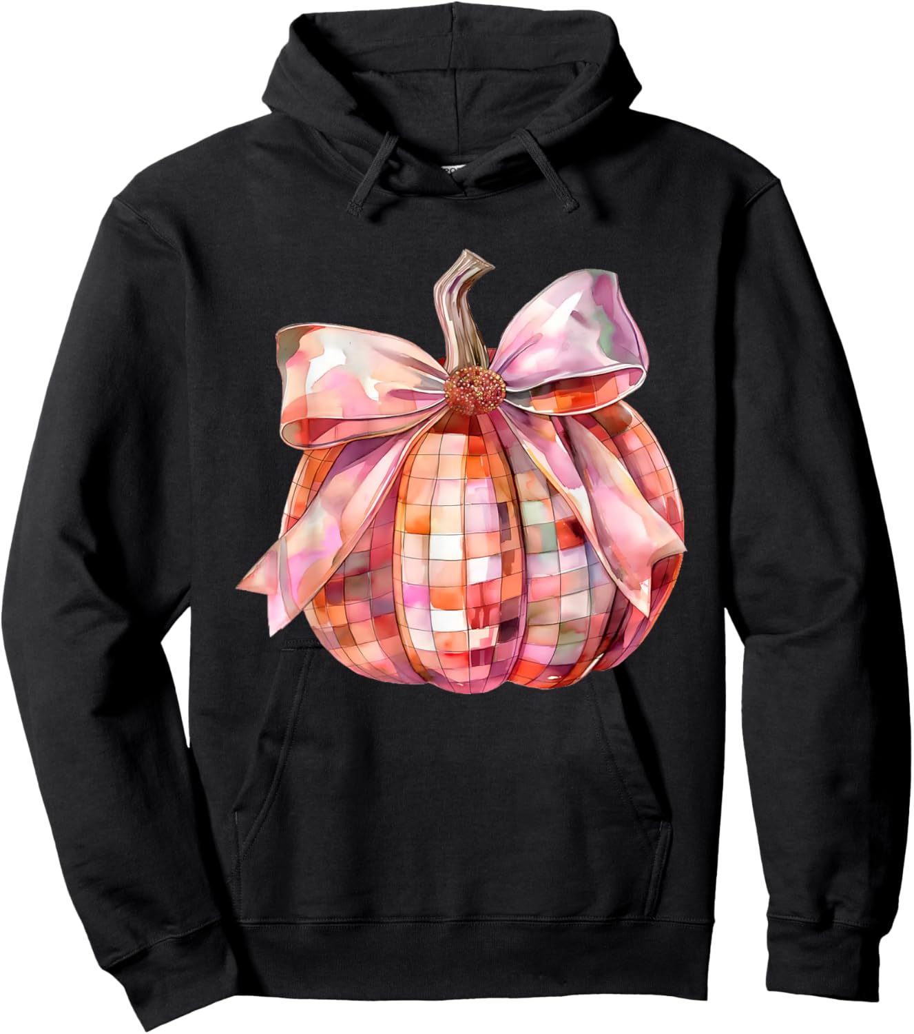 Fall Autumn Pink and Orange Disco Ball Pumpkin Halloween Hoodie - Hoodie | Black