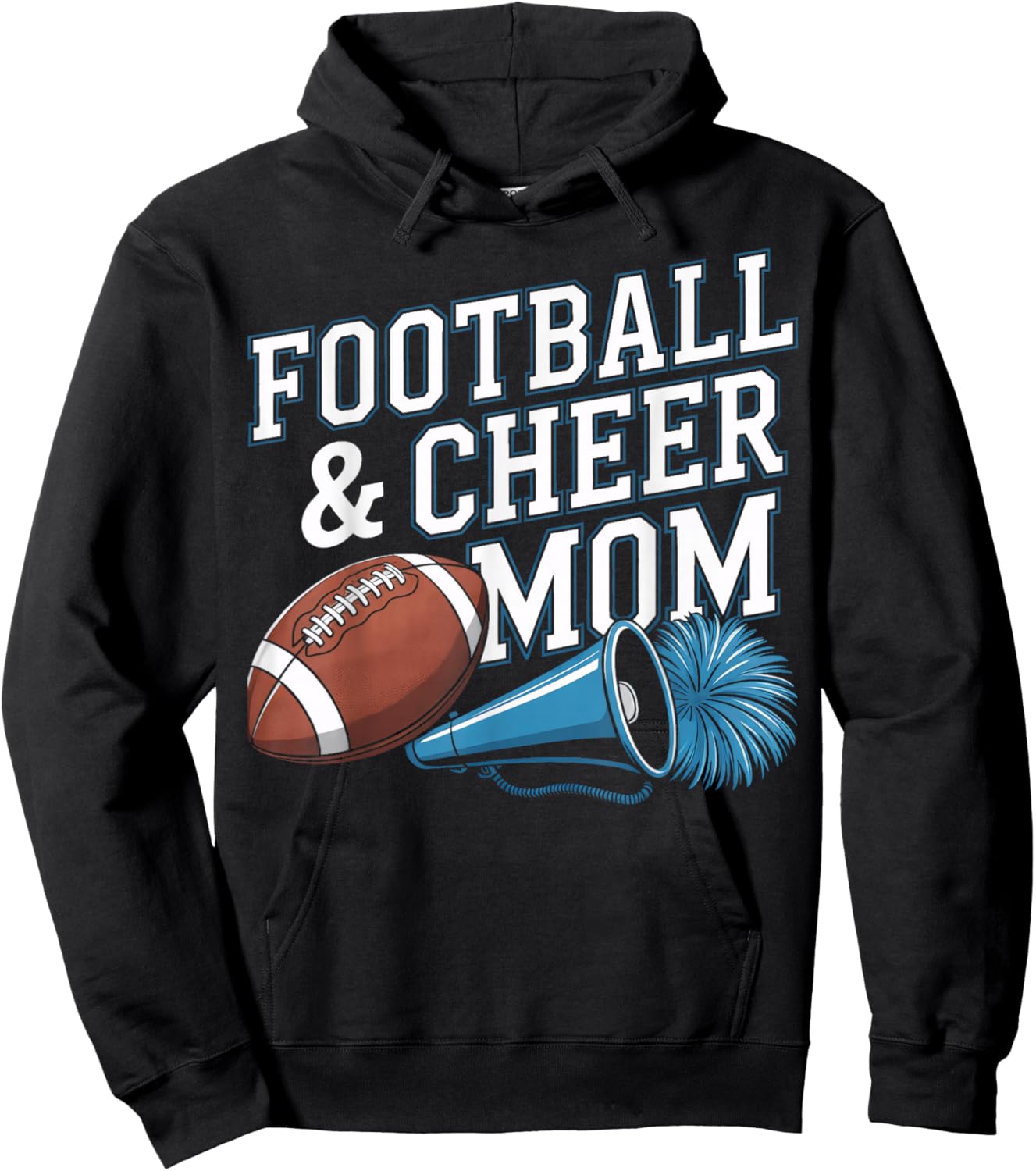 Loud Proud Football and Cheer Mom Spirit Squad Hoodie - Hoodie | Black