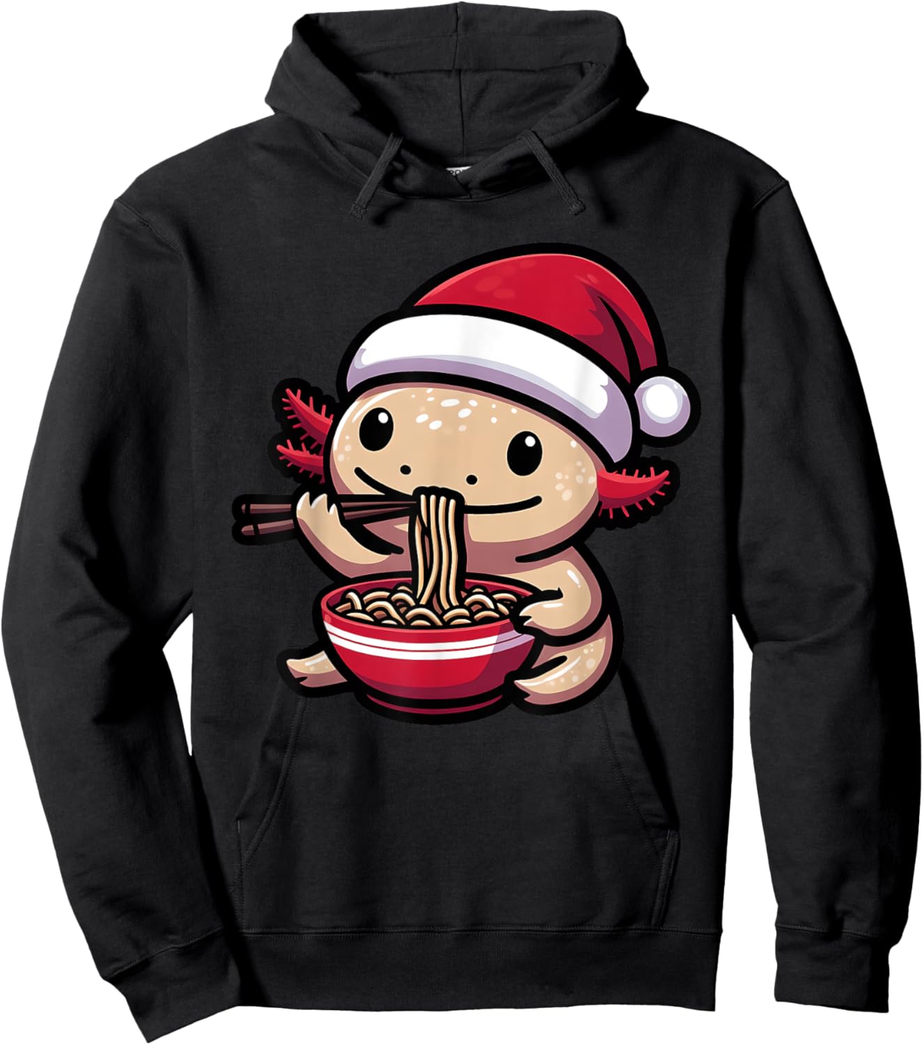 Santa Axolotl Eating Ramen Pajama Christmas Toddler Kids Hoodie - Hoodie | Black