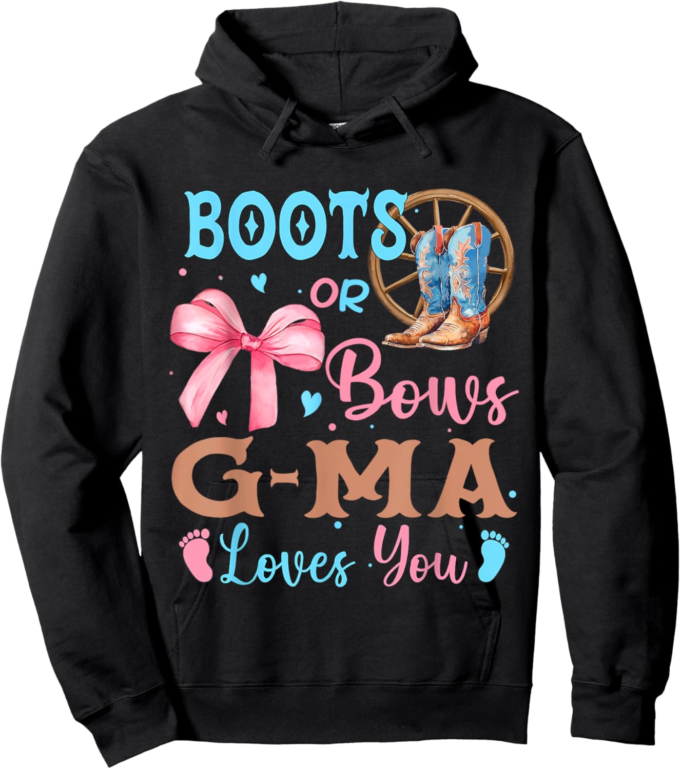 Boots or Bows Gender Reveal Decorations G-Ma Loves You Hoodie - Hoodie | Black