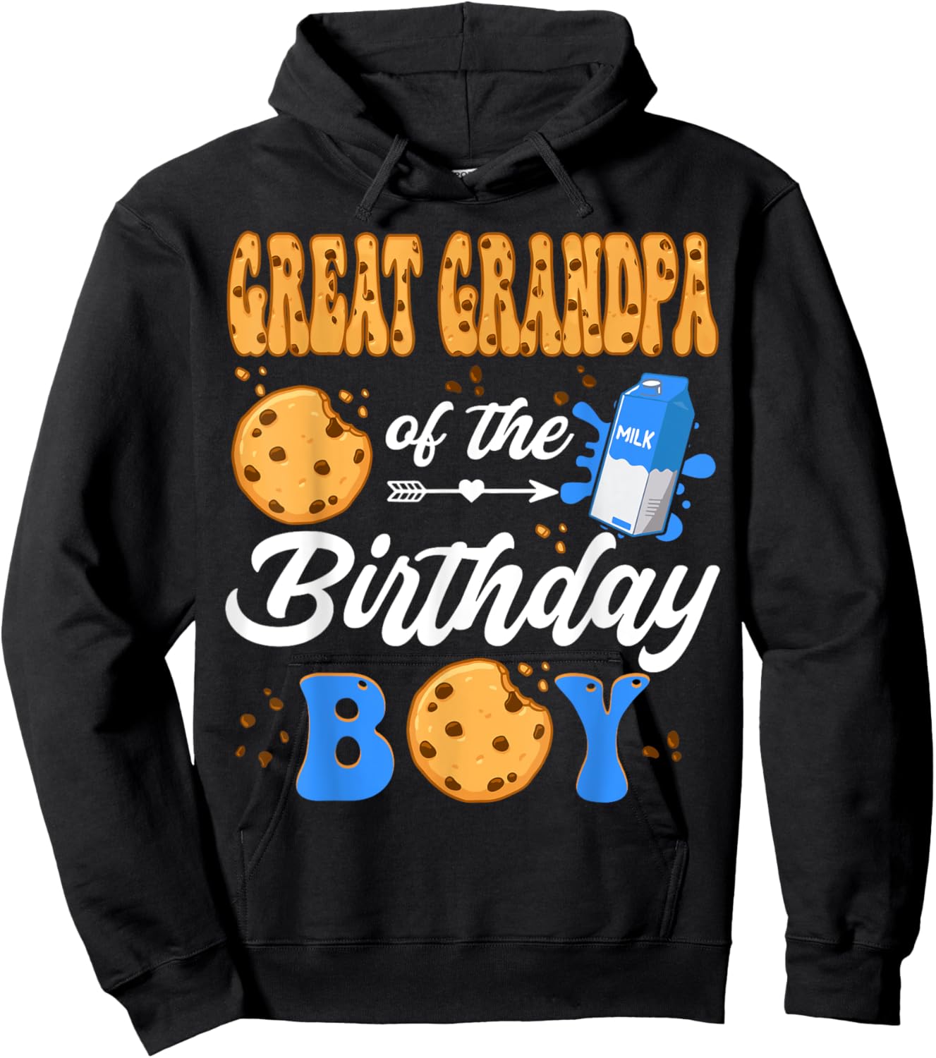 Great Grandpa Of The Birthday Boy Milk Cookies 1St Birthday Hoodie - Hoodie | Black