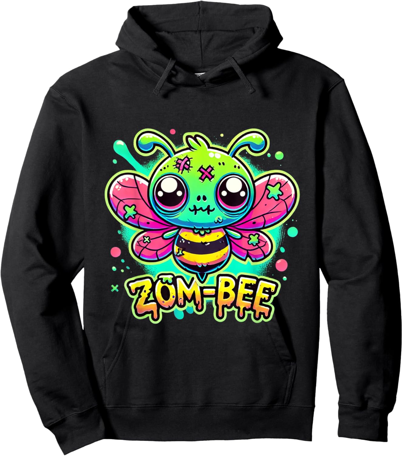 Zom-Bee Cute Halloween Creepy Zombie Bee Cartoon Hoodie - Hoodie | Black