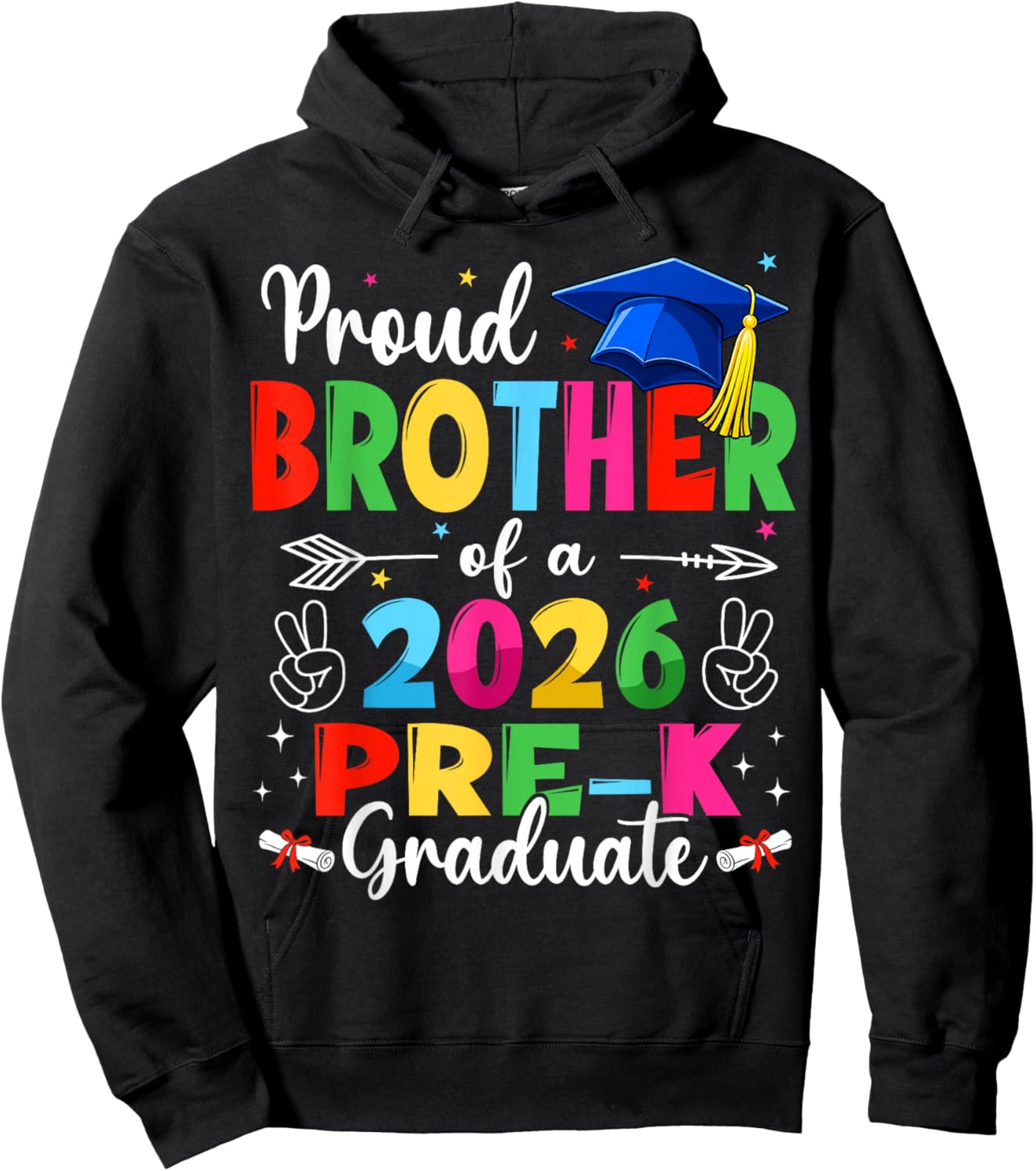 Proud Brother Class of 2026 Pre-K Graduate Graduation Family Hoodie - Hoodie | Black