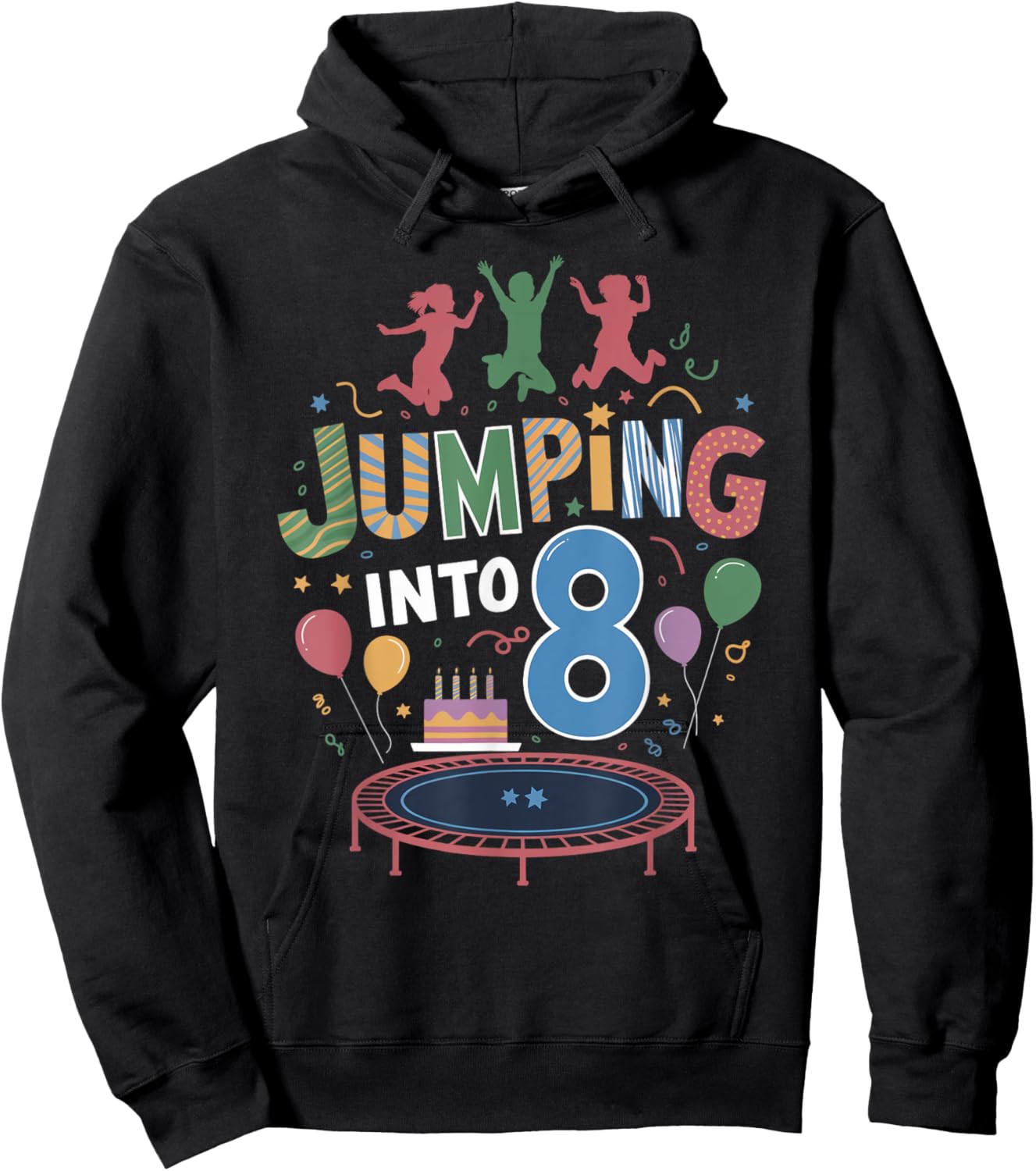 Jumping Into 8 Birthday Party Trampolining Trampoline Hoodie - Hoodie | Black
