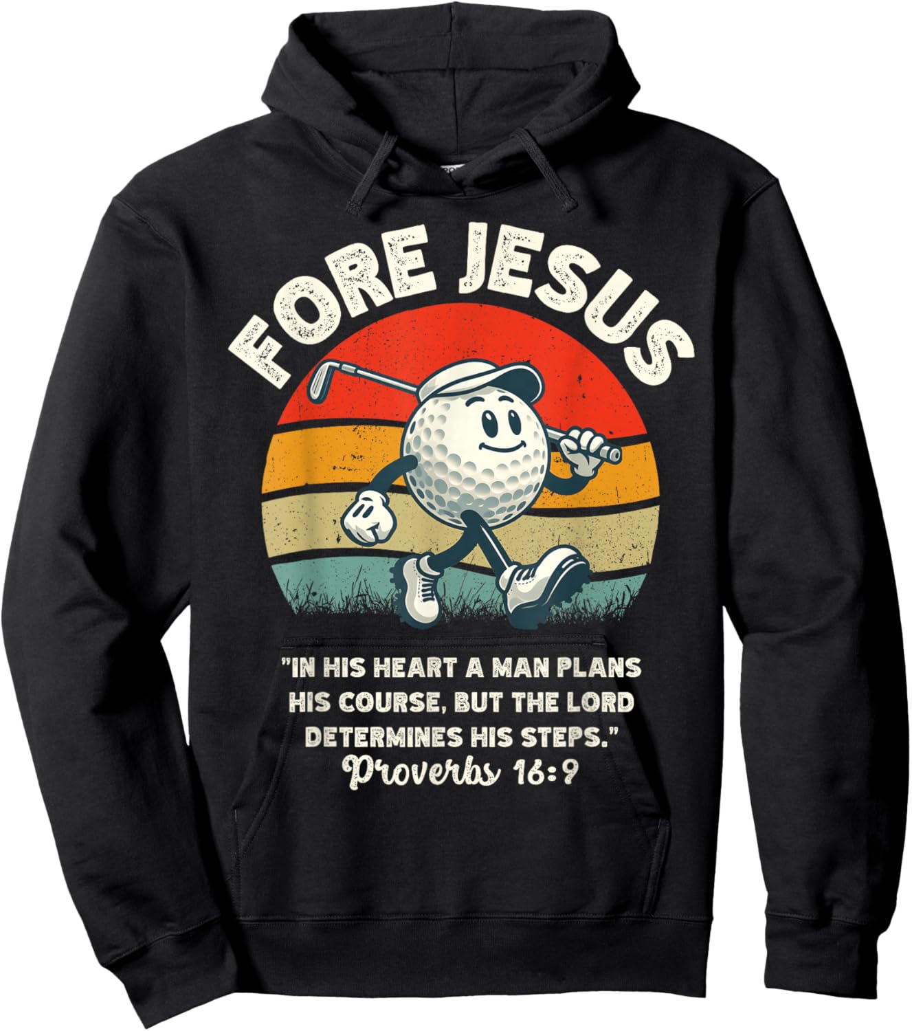 FORE Jesus Christian Golf Retro 70s Religious Golfing Men's Hoodie - Hoodie | Black