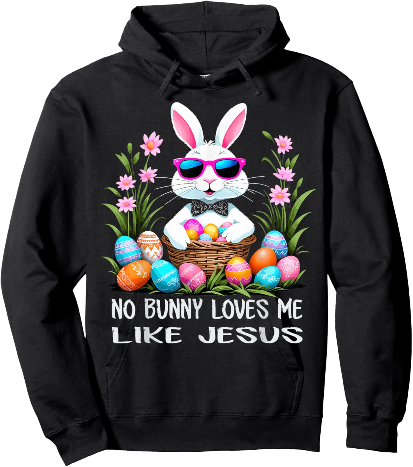 No Bunny Loves Me Like Jesus Cute Easter Christian Hoodie - Hoodie | Black