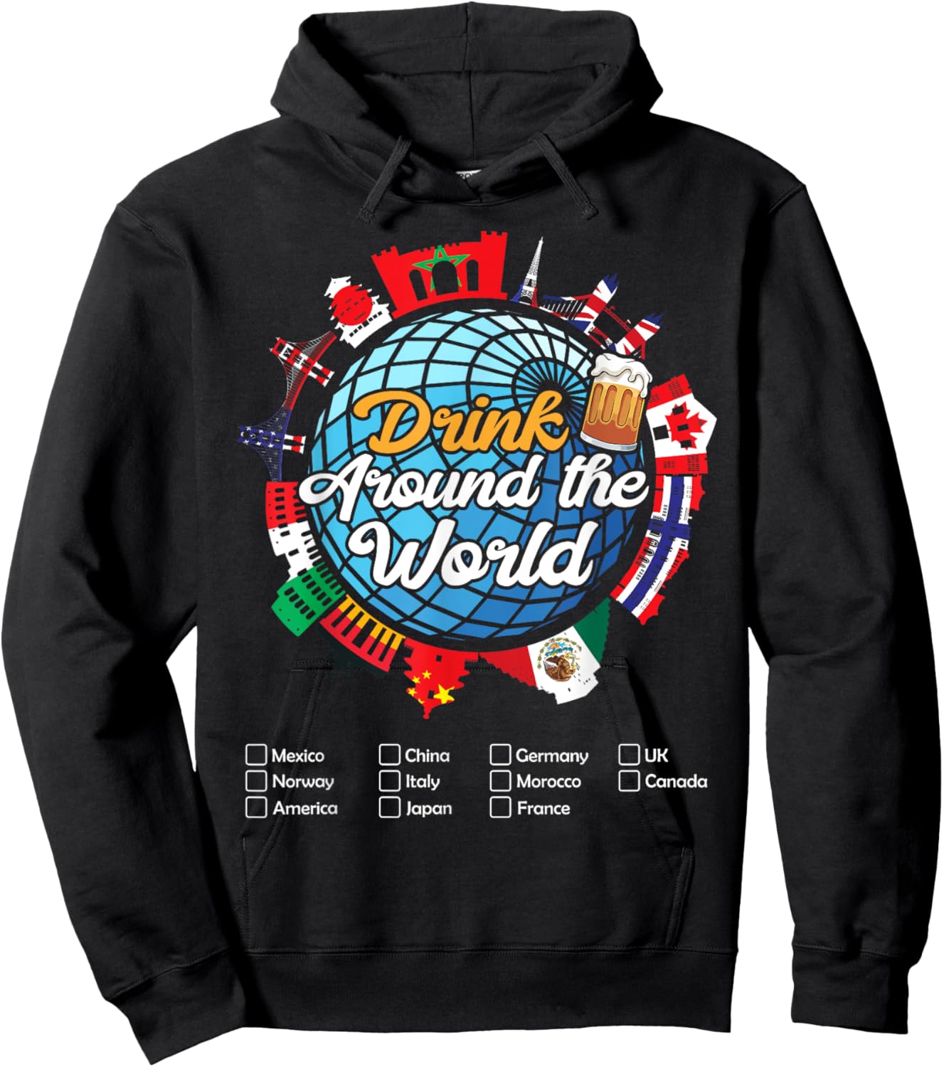 Beverage Drinks Beer Wine Mexico France Norway Adult Vacation Drinking Countries International National , Small, Black Hoodie - Hoodie | Black