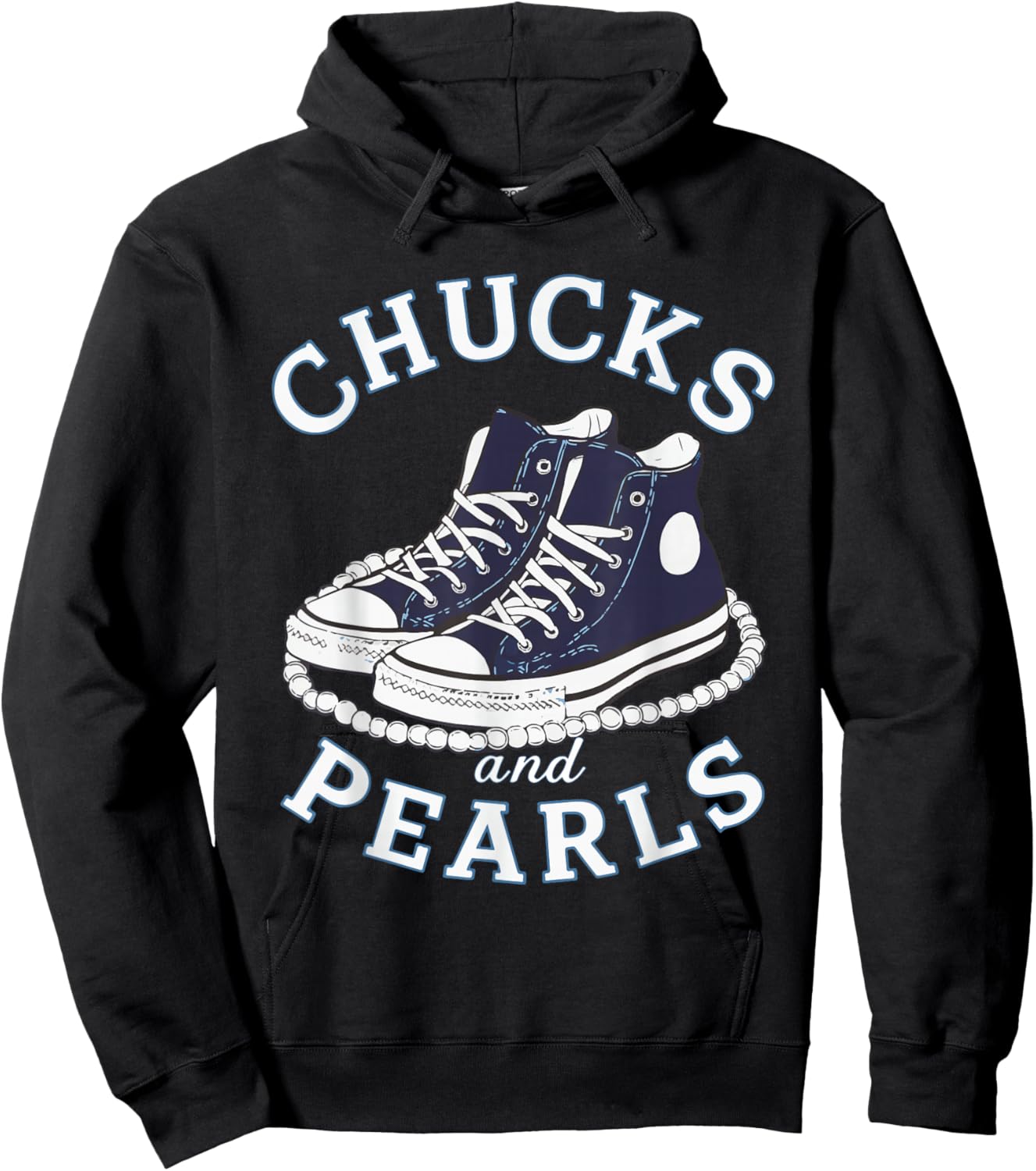 Chucks And Pearls Cute Girls Women Men Matching Hoodie - Hoodie | Black