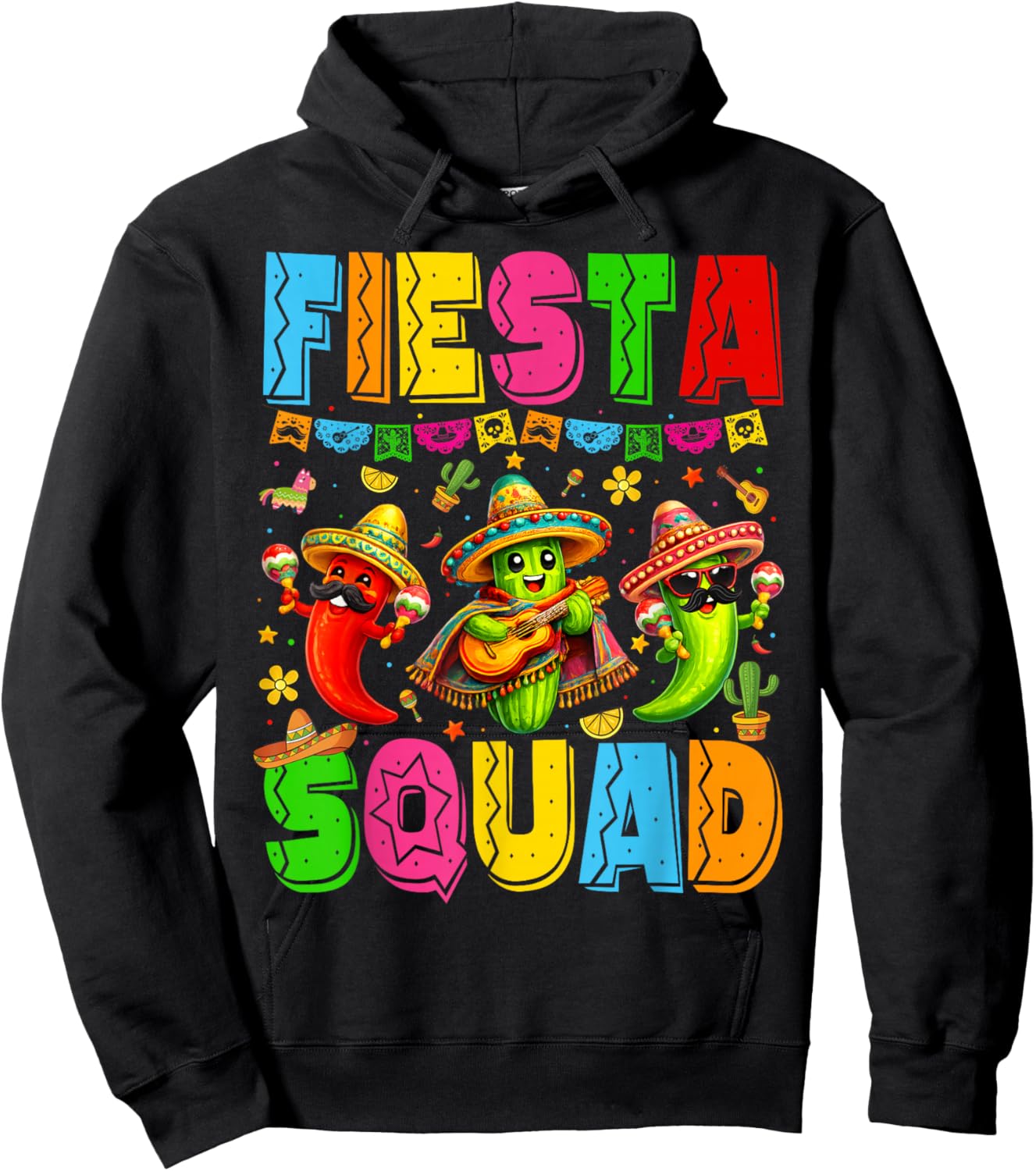 Fiesta Squad Cinco De Mayo Funny Cactus Men Women Kid Hoodie - Hoodie | Black