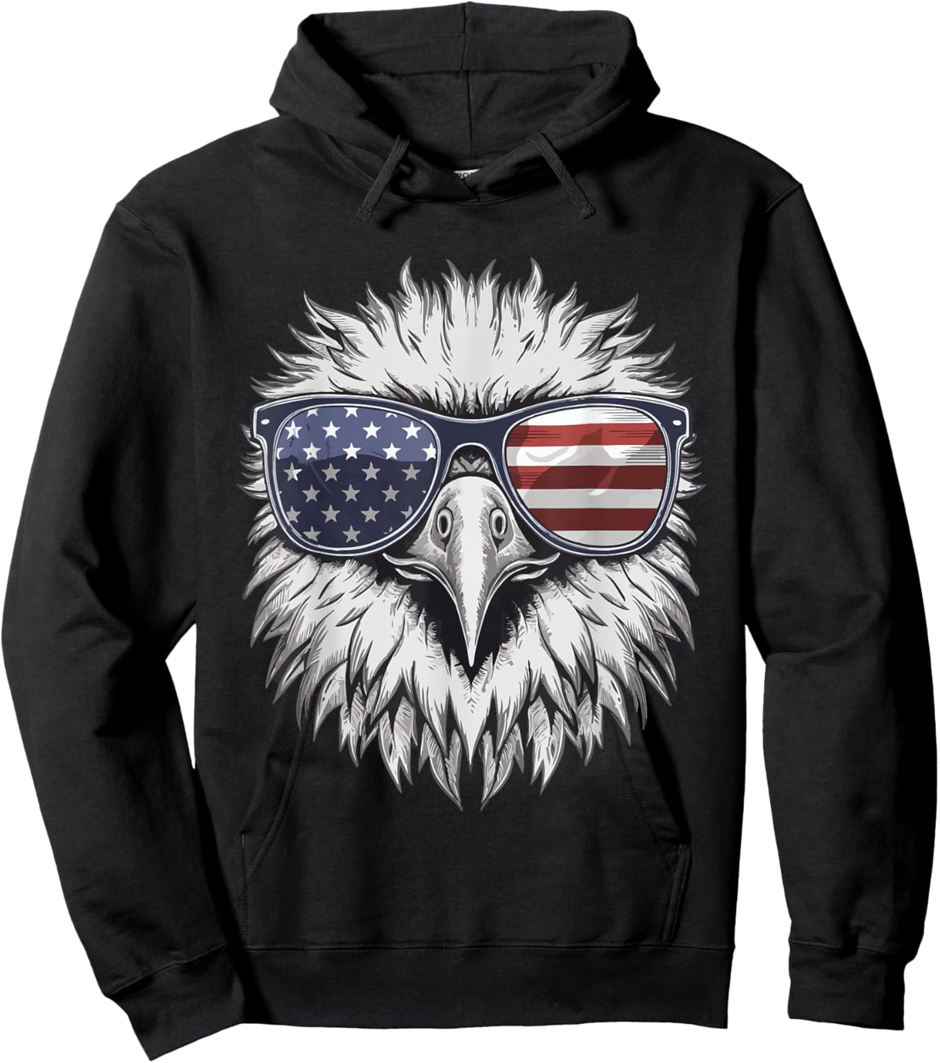 Bald Eagle Proud Patriotic American US Flag 4th Of July Hoodie - Hoodie | Black