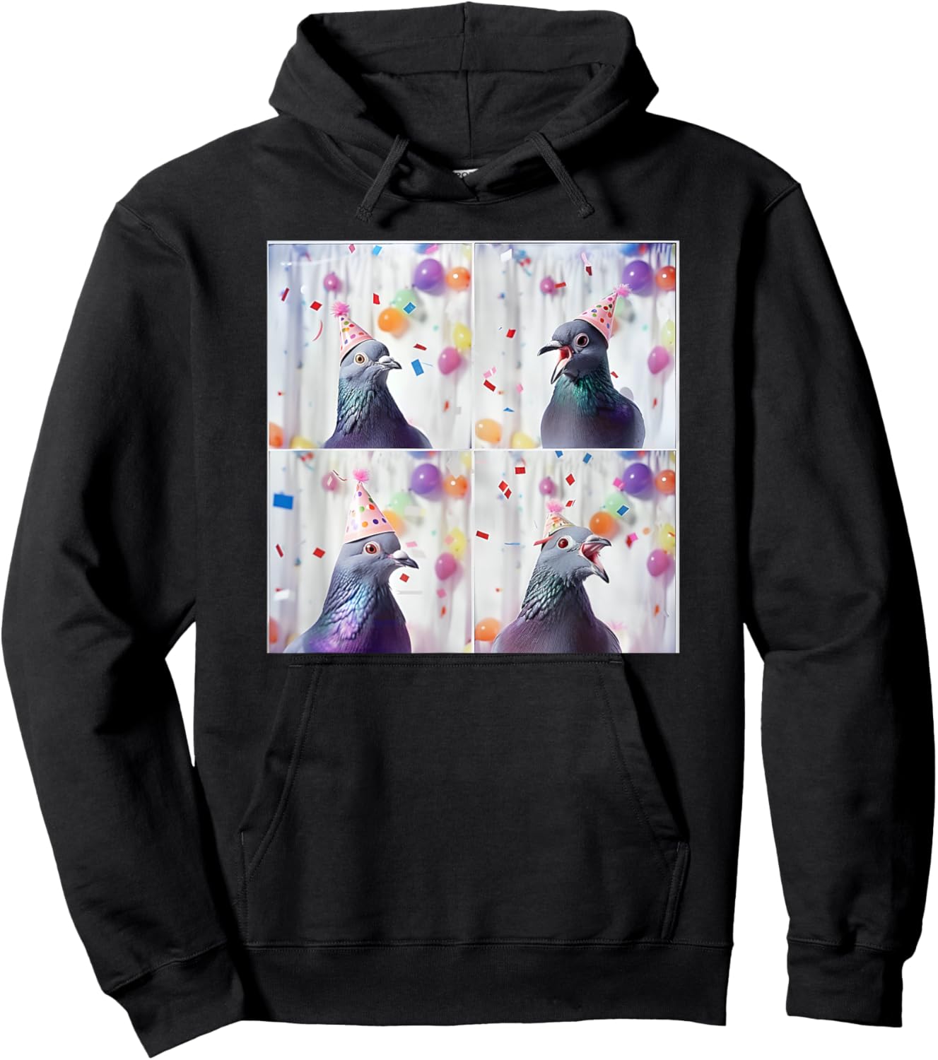 Bird Animal Photobooth Love Pigeons Men Women Kids Pigeon In Hat Party Pigeon Fancier Funny Birthday Hoodie - Hoodie | Black