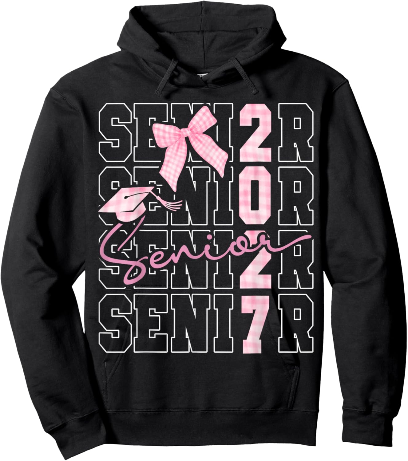 Senior 2027 Class of 2027 Coquette Pink Bow Graduation 2027 Hoodie - Hoodie | Black