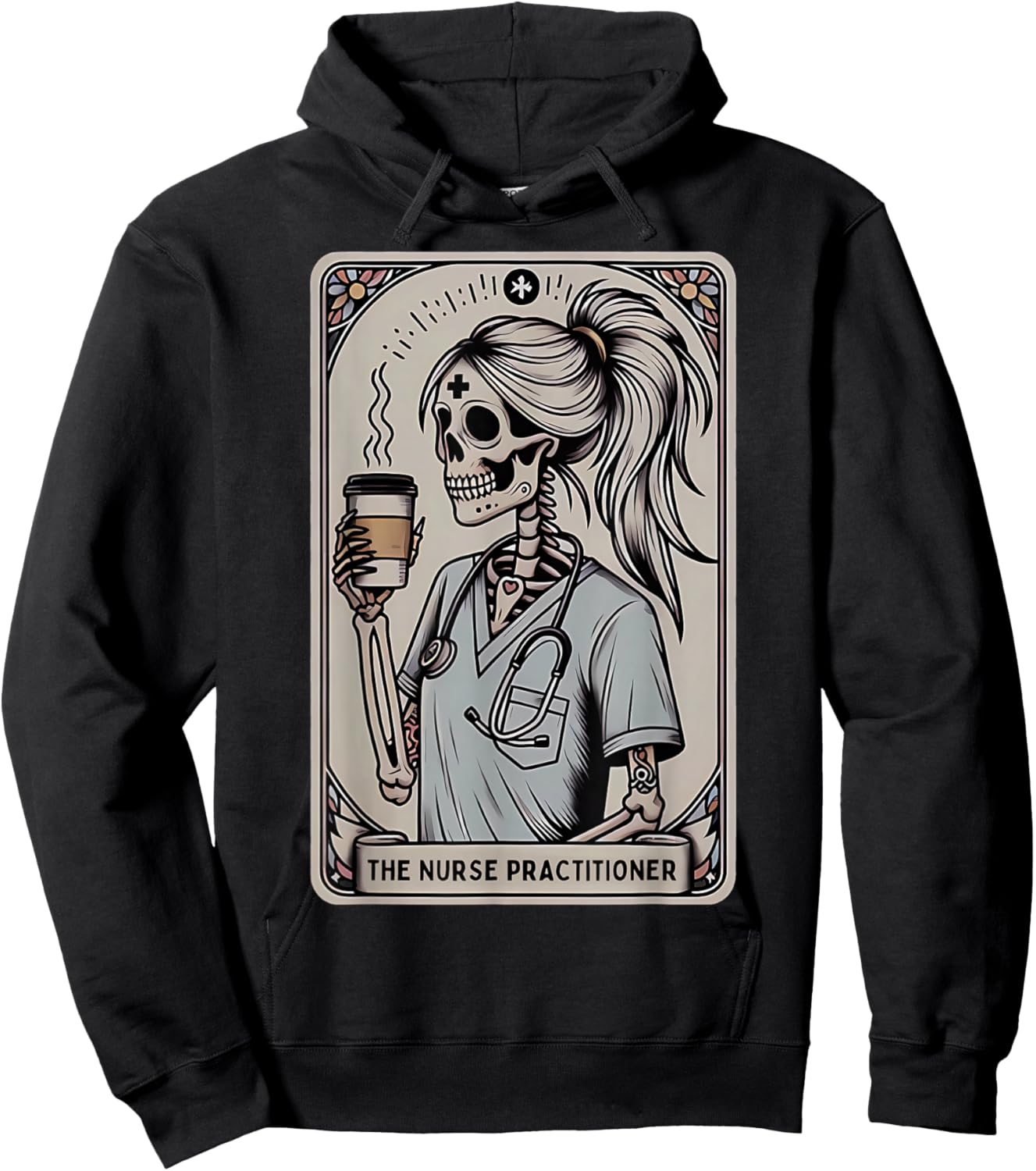 Nurse Practitioner Tarot Card Skeleton Halloween Witch Vibes Hoodie - Hoodie | Black