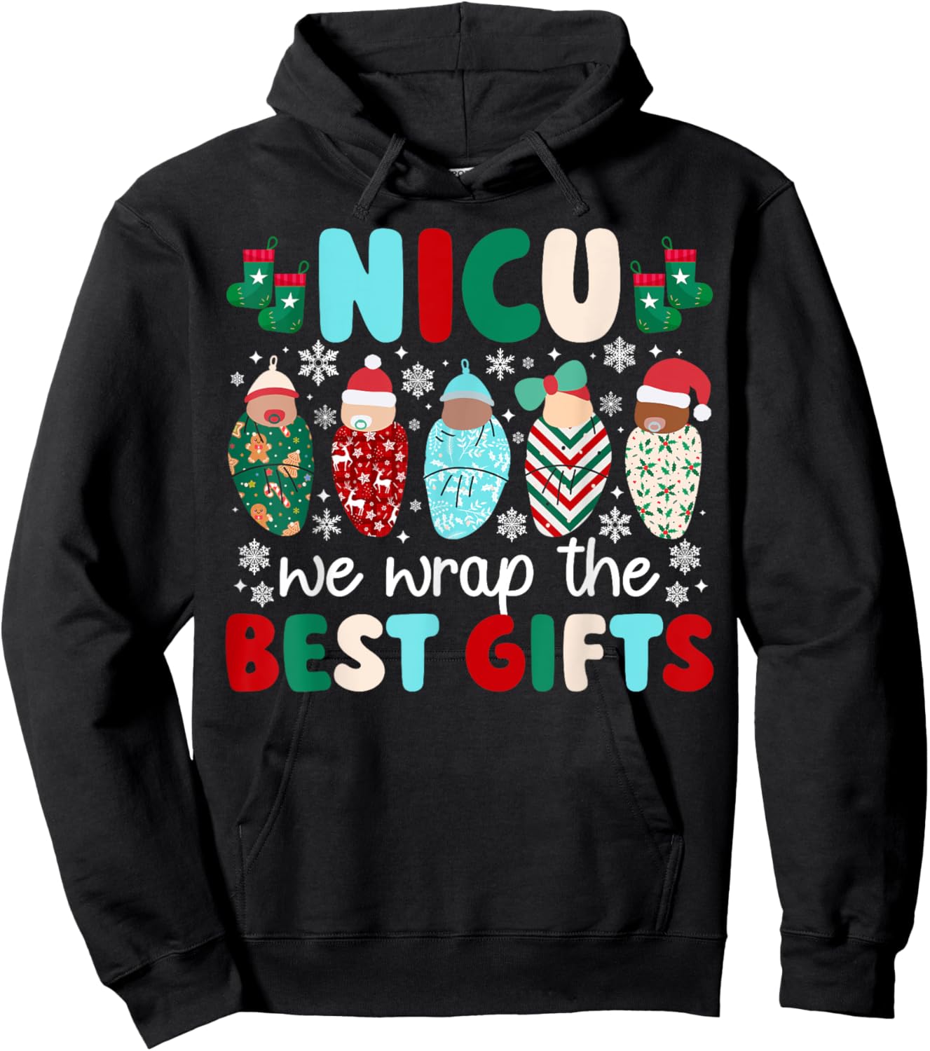 NICU Christmas NICU Nurse Xmas Neonatal Intensive Care Unit Hoodie - Hoodie | Black