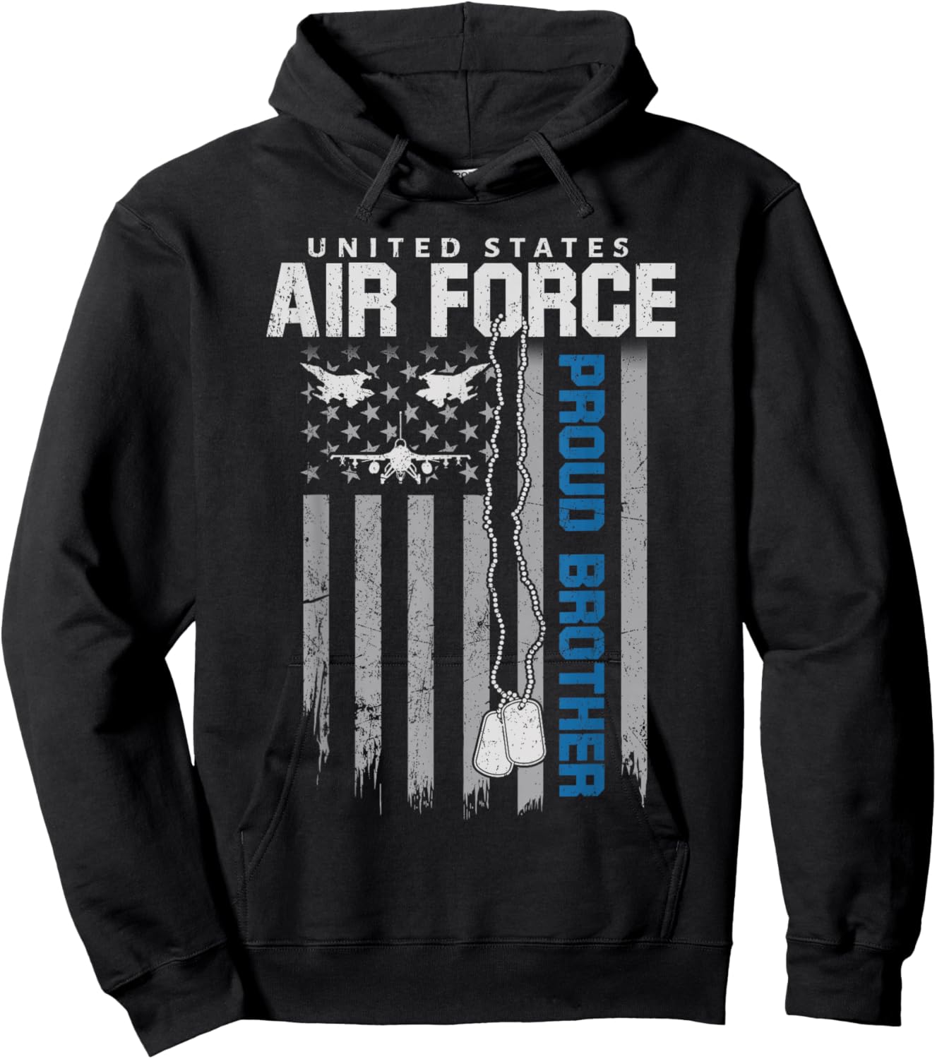 US Air Force Proud Brother Flag USAF Family Matching Hoodie - Hoodie | Black