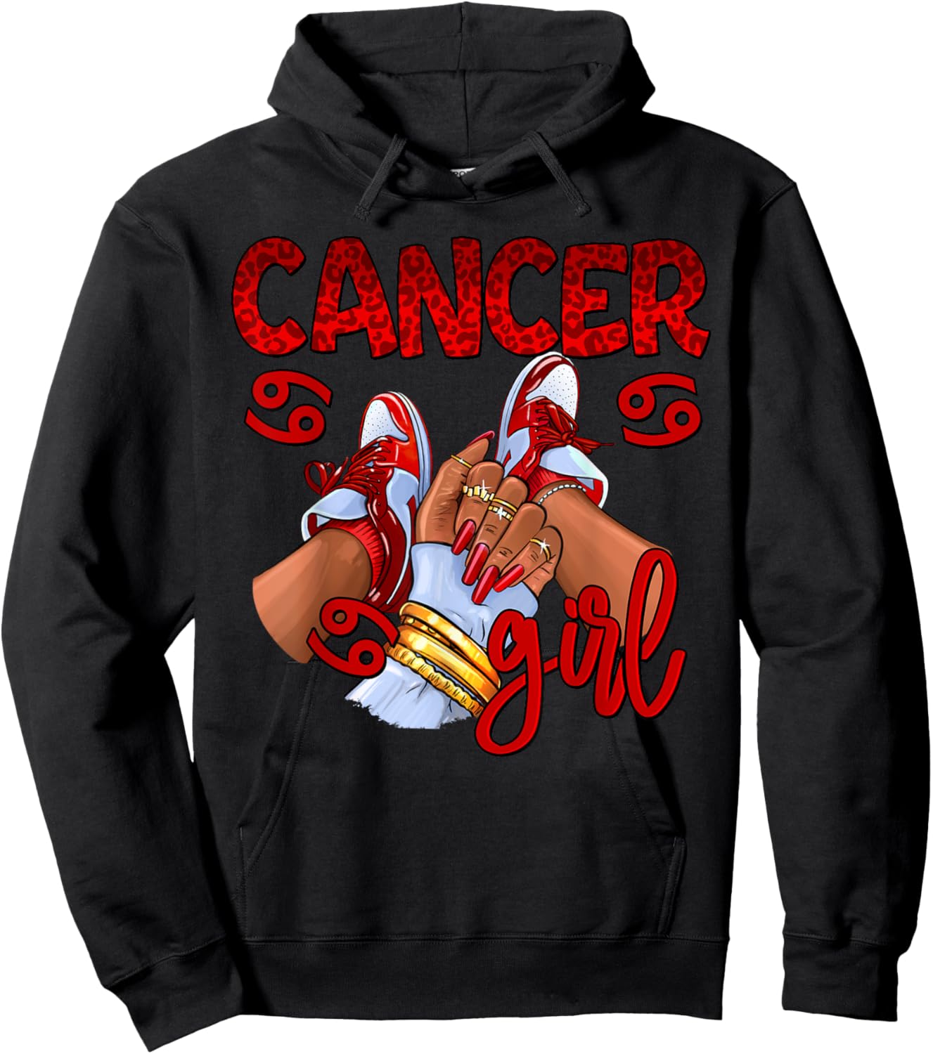 Cancer Girl Birthday Women Sneakers Zodiac Sign Bday Hoodie - Hoodie | Black