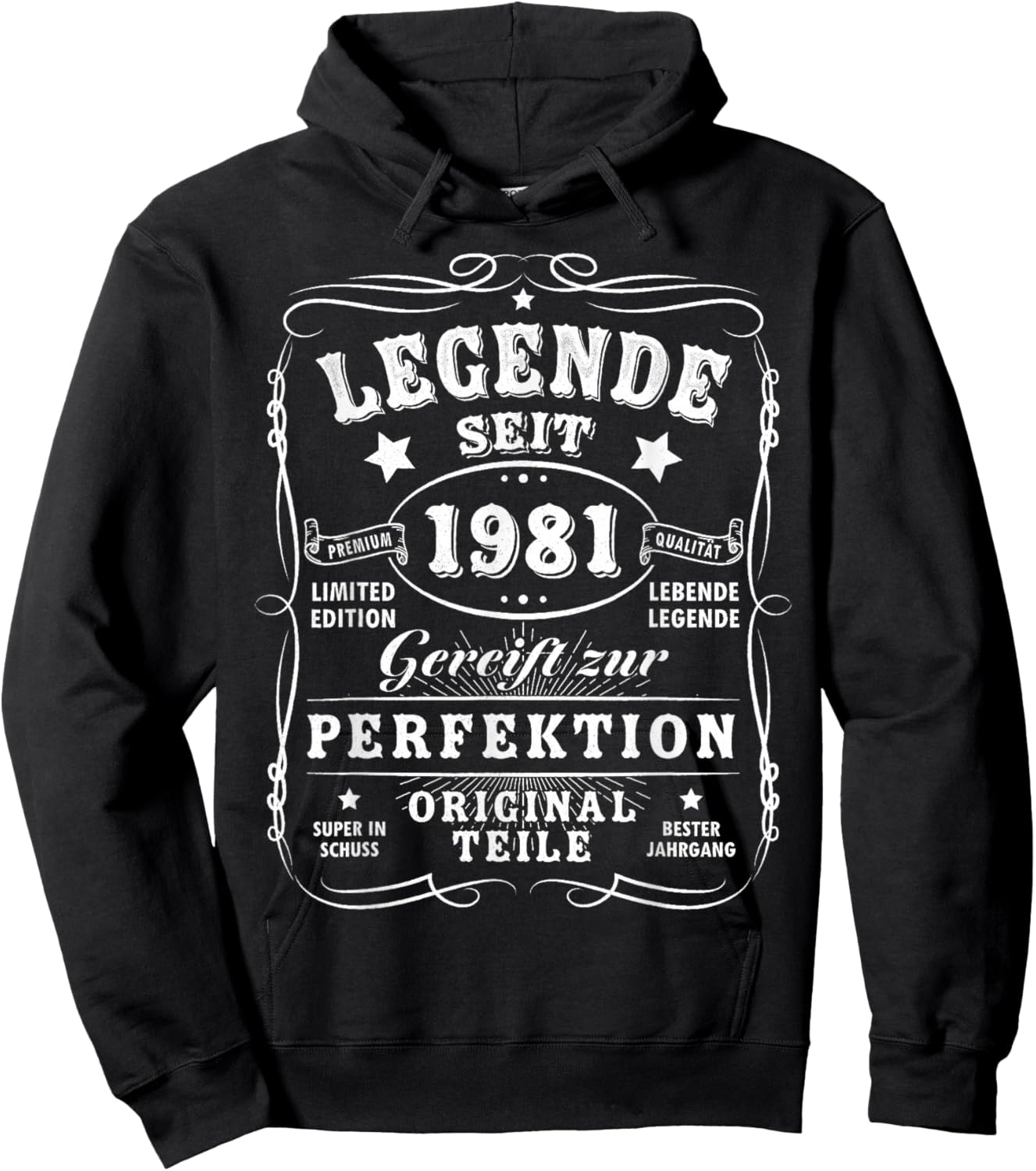 1981 Birthday Man 45th Decoration Funny 45s 45th Birthday Hoodie - Hoodie | Black