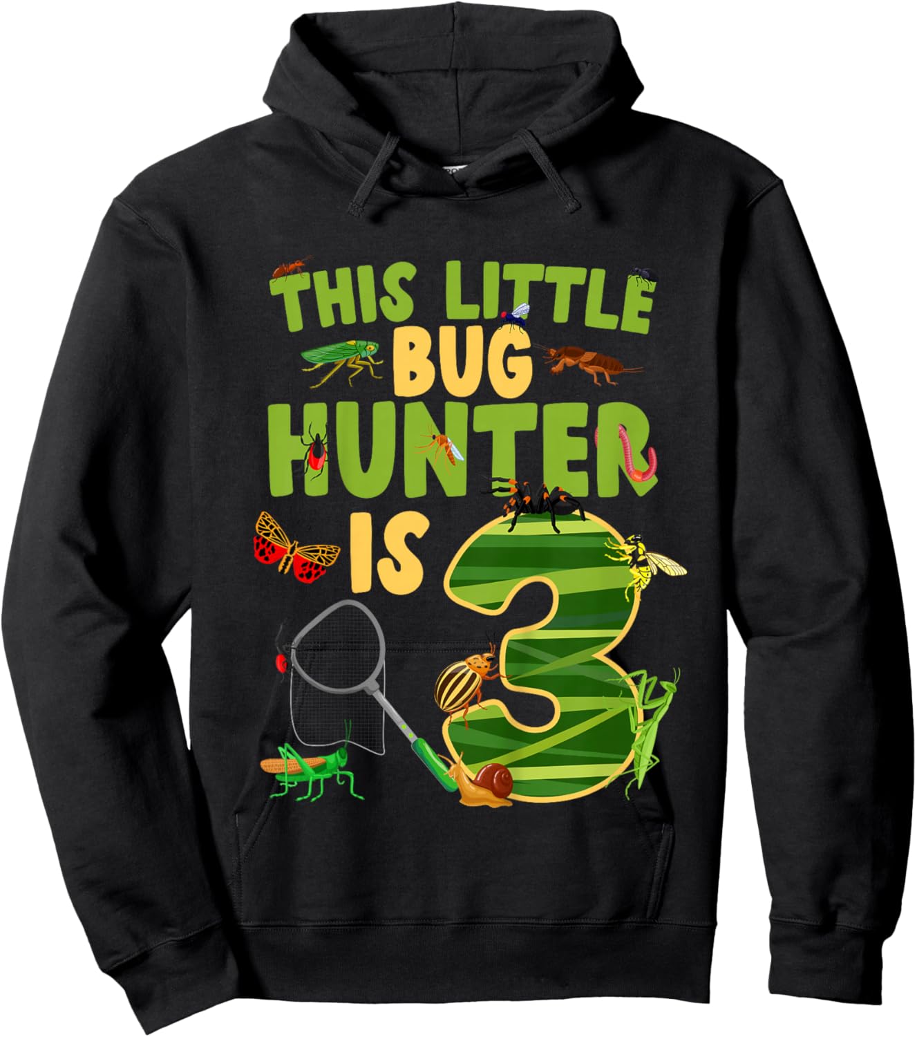 3rd Bug Birthday Party Three Year Old Bugs Birthday Hoodie - Hoodie | Black