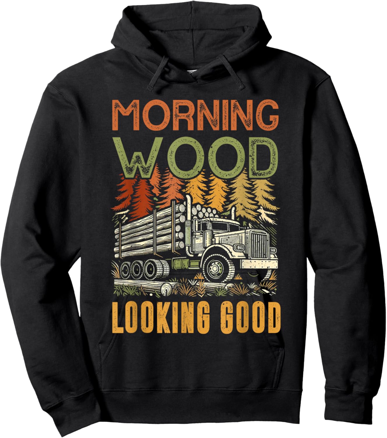 Log Truck Driver Timber Lorry Funny Logging Truck Hoodie - Hoodie | Black