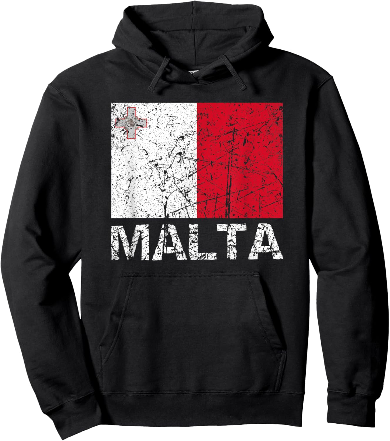 Maltese Flag Of Malta Patriotic Distressed Men Women Kids Hoodie - Hoodie | Black