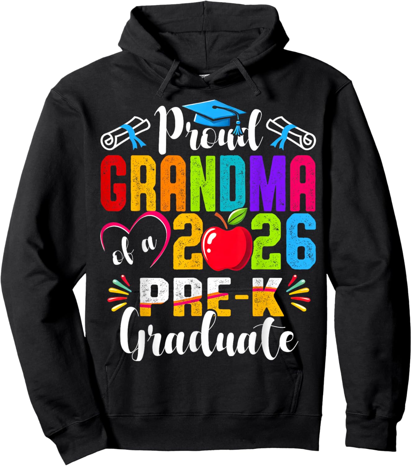 Proud Grandma of 2026 Pre-K Graduate Mothers Day Graduation Hoodie - Hoodie | Black