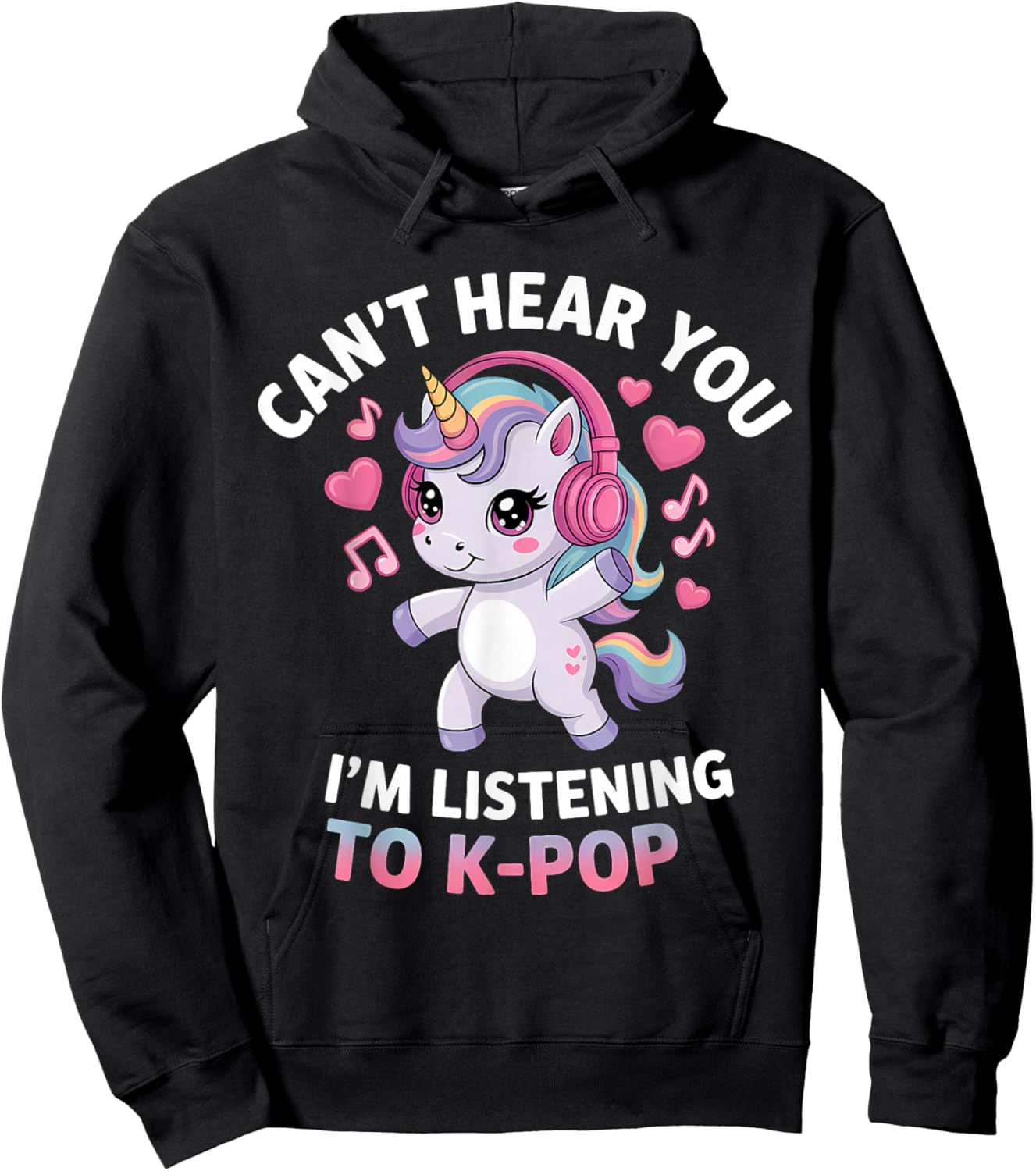 K-Pop Je ne t'entends Pas J'écoute K-Pop K Pop Kawaii Kpop Hoodie - Hoodie | Black