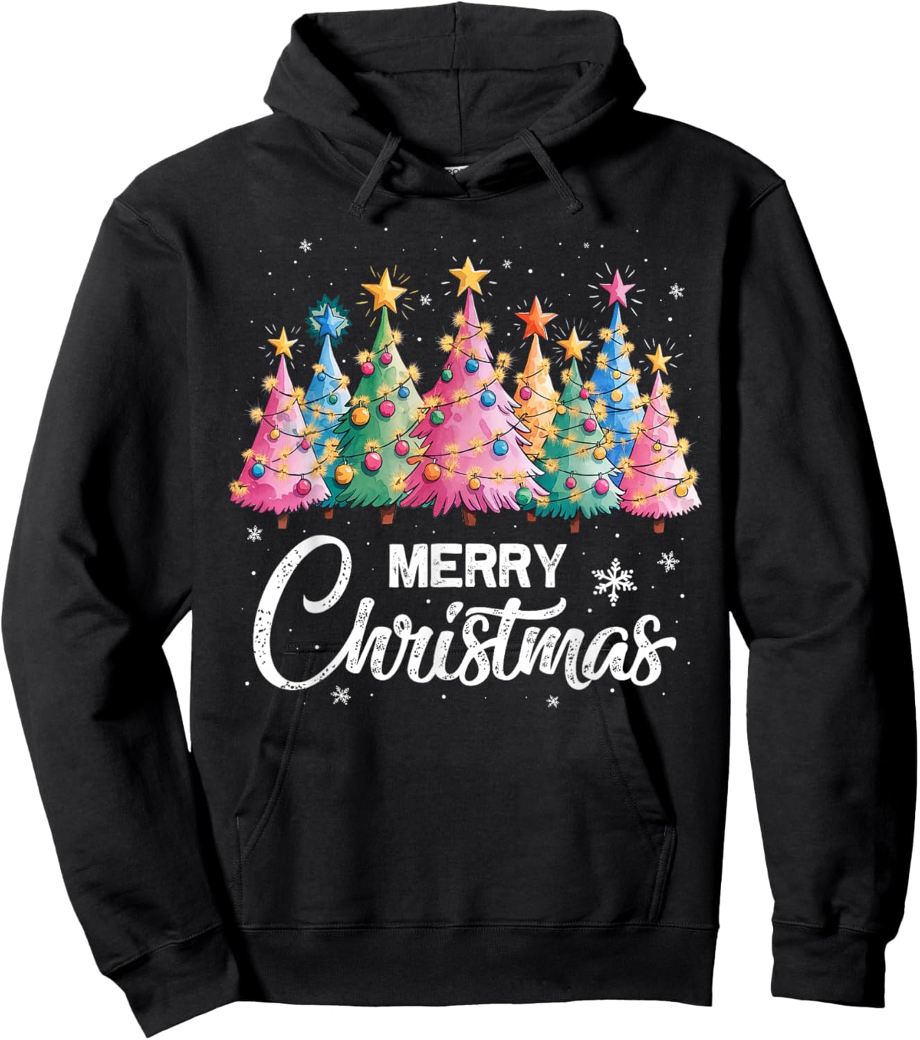 Merry Christmas Pink Christmas Tree, Pink Christmas Costume Hoodie - Hoodie | Black