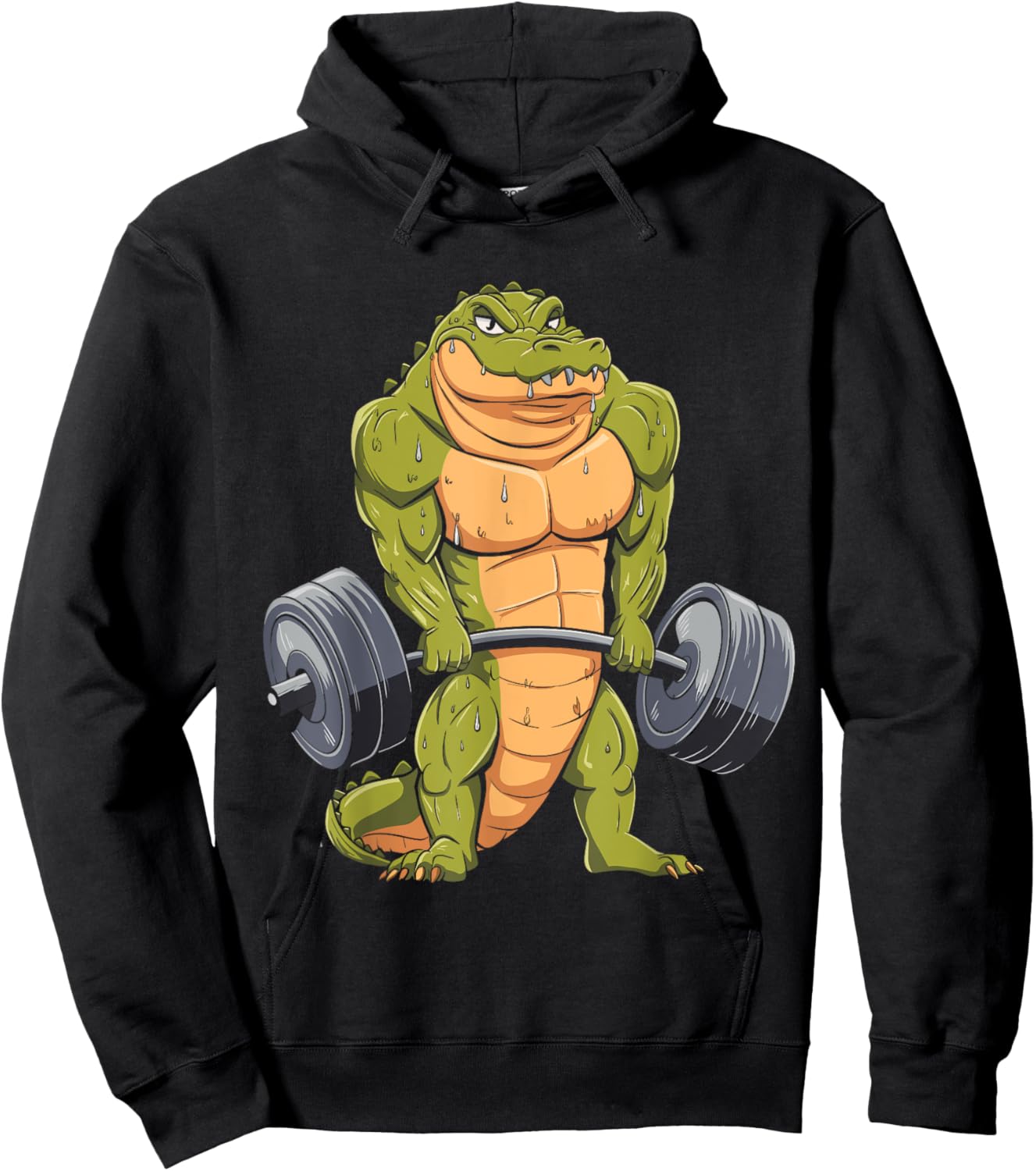 Funny Alligator Weightlifting Deadlift Fitness Gym Barbell Hoodie - Hoodie | Black