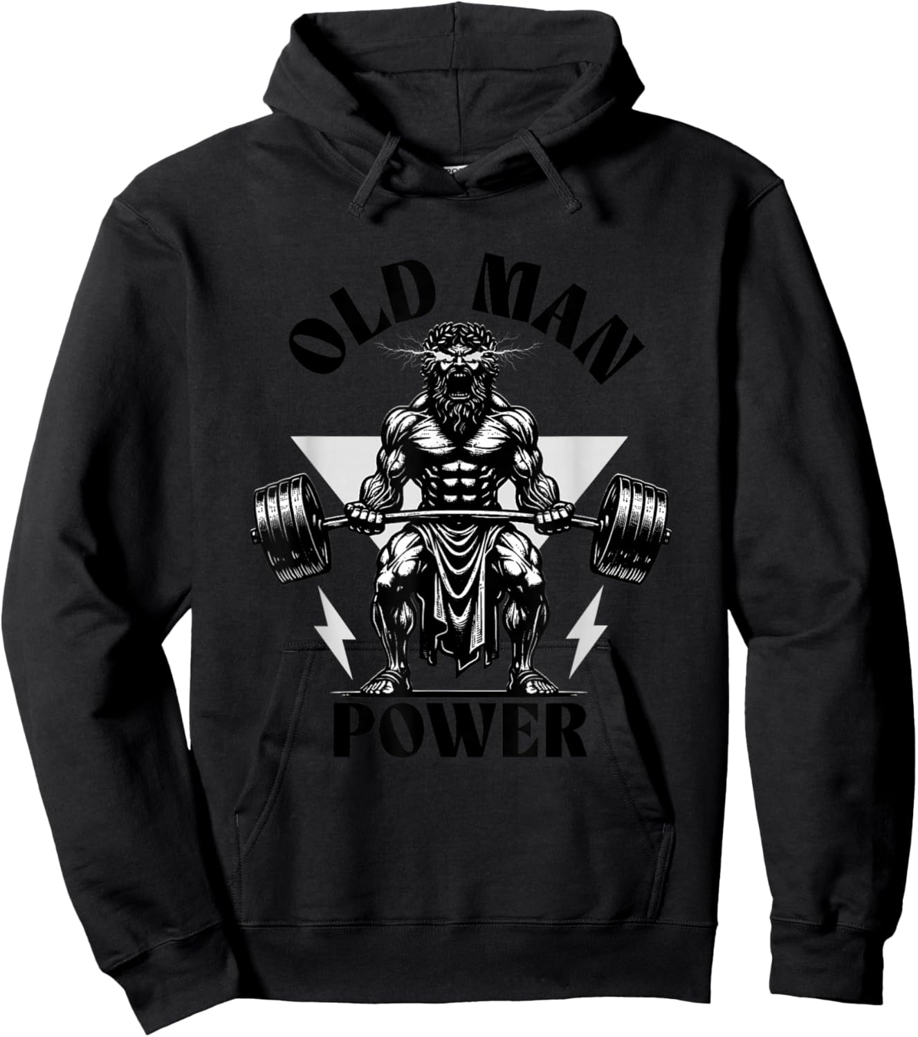 Old Man Power Weightlifter, Funny Fitness Gym Weights Hoodie - Hoodie | Black