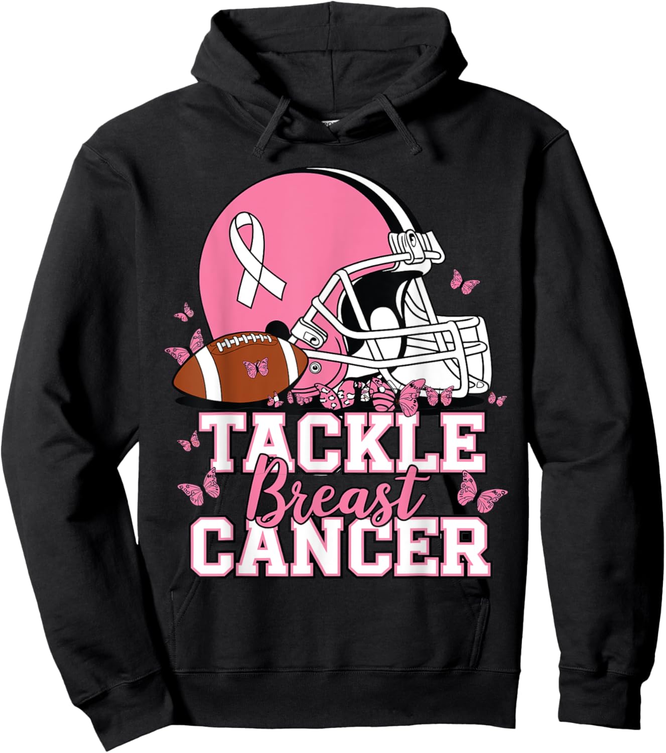 Pink Out Tackle Breast Cancer Awareness American Football Hoodie - Hoodie | Black
