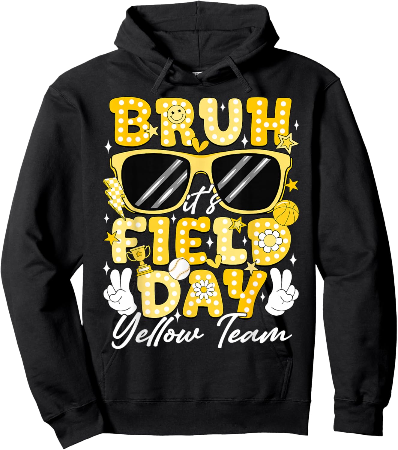 Bruh It's Field Day Yellow Team Field Trip 2026 Teacher Kids Hoodie - Hoodie | Black