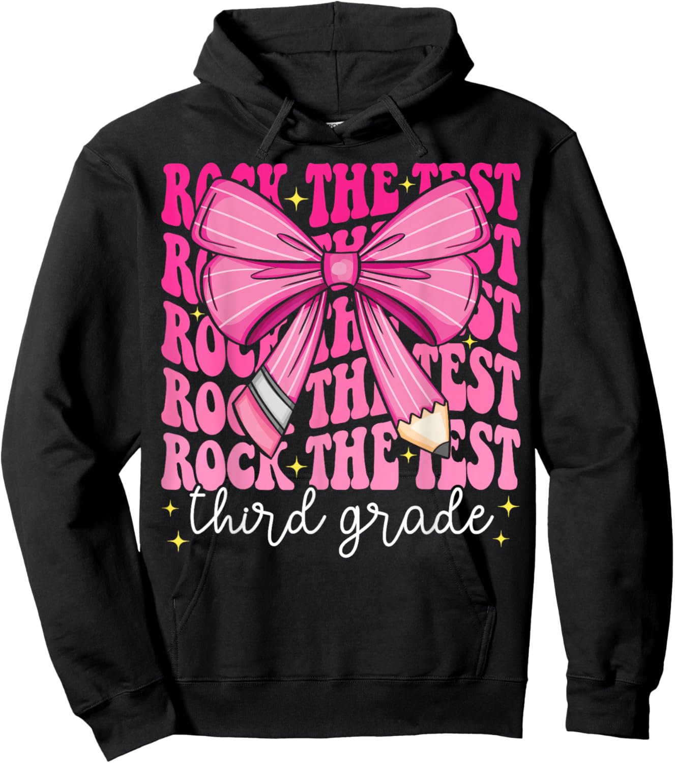 Rock The Test Day 3rd Grade Teacher Third Grade Testing Day Hoodie - Hoodie | Black