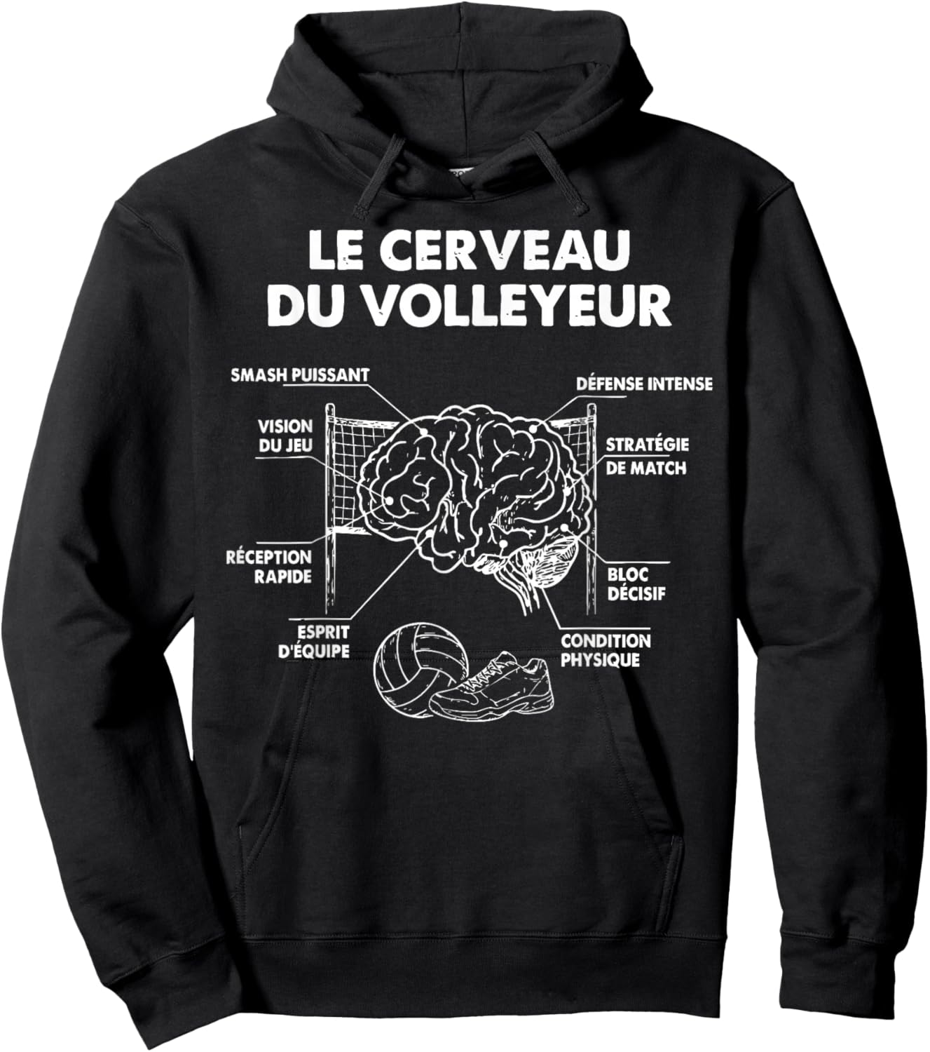 The Brain of Volleyball Player Volleyball Man Hoodie - Hoodie | Black