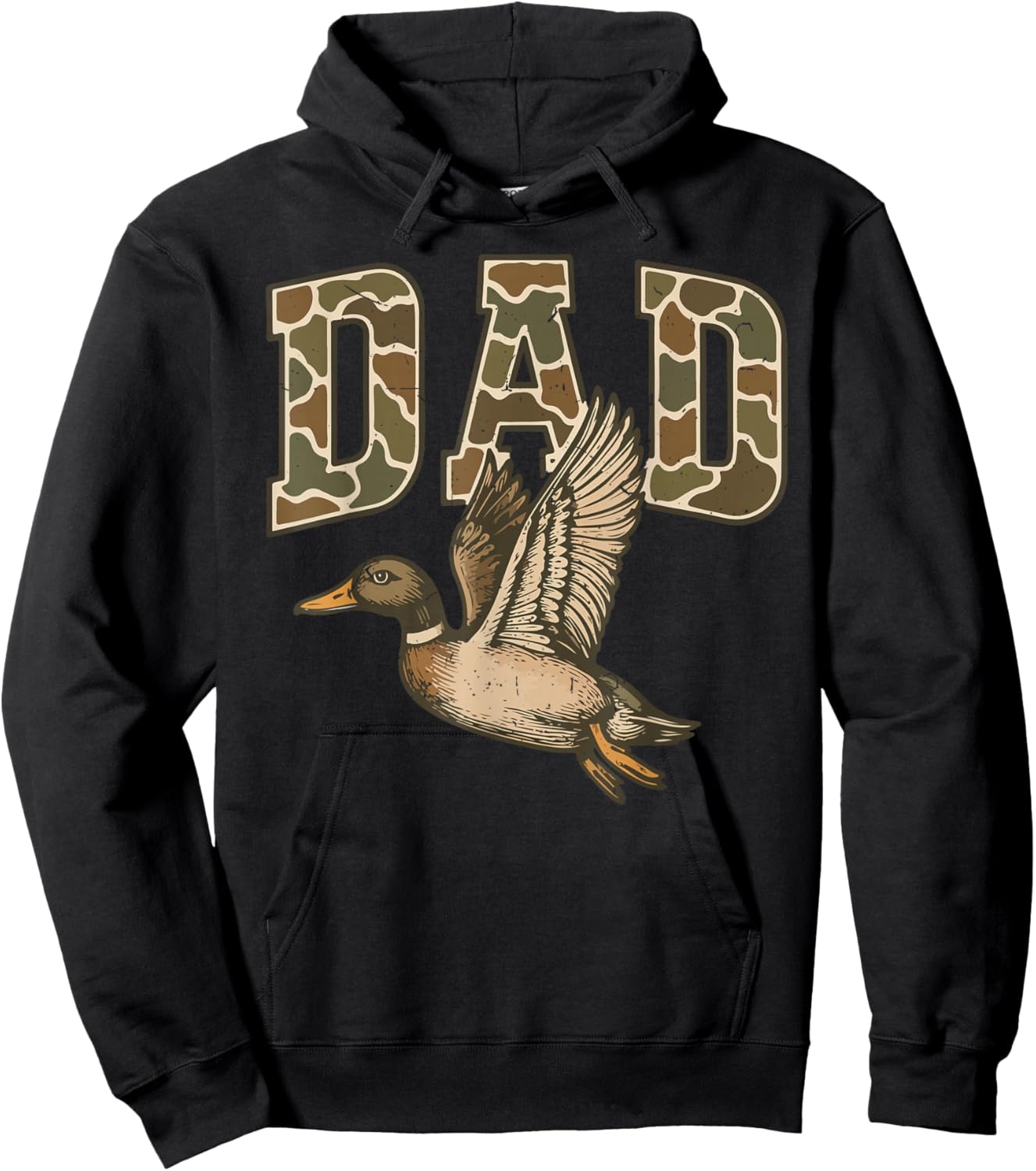 Men's Camouflage Dad Mallard Duck Hunting Camo Dog Hunting Hoodie - Hoodie | Black