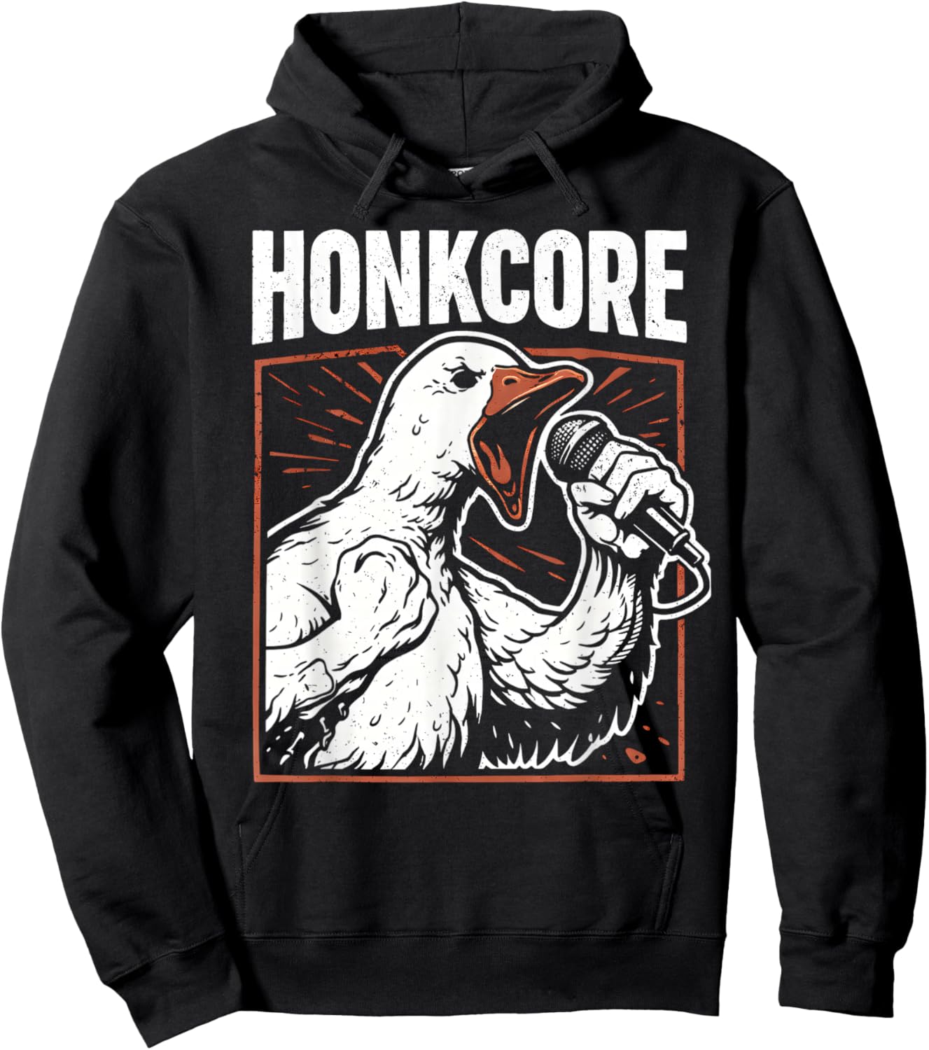 Funny Goose Hardcore Rock Music Honk Geese Singing Screamo Hoodie - Hoodie | Black
