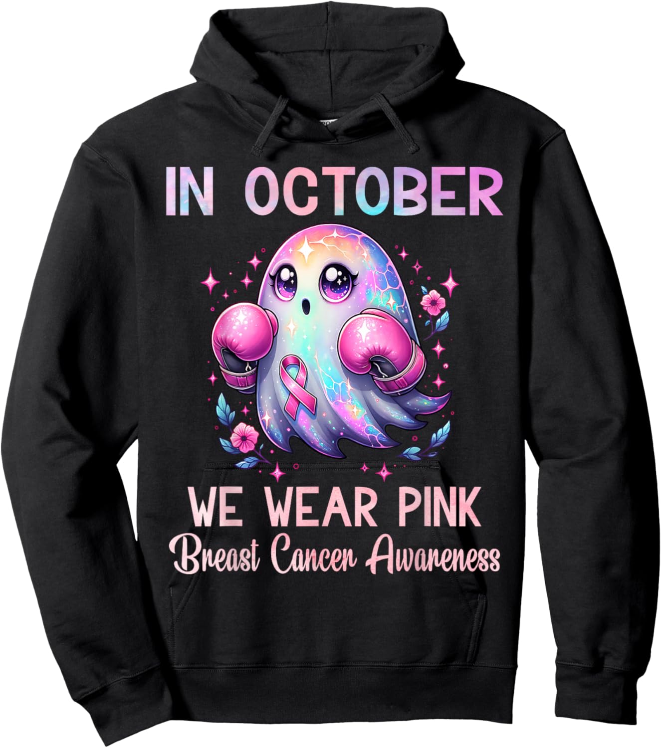 In October We Wear Pink Breast Cancer Awareness Women Hoodie - Hoodie | Black