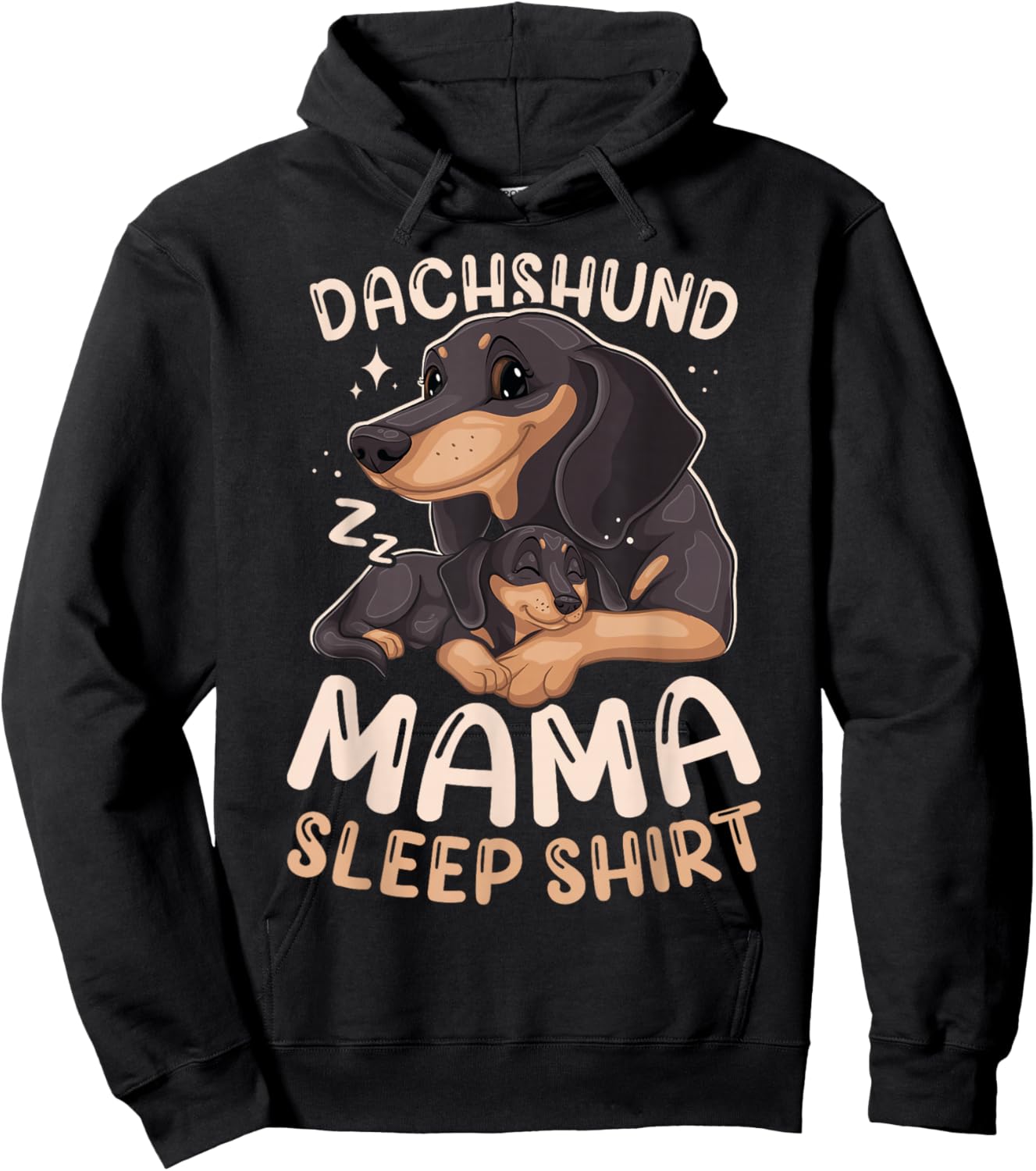 Best Dachshund Mama Sleep Shirt Dog with Puppy Hoodie - Hoodie | Black