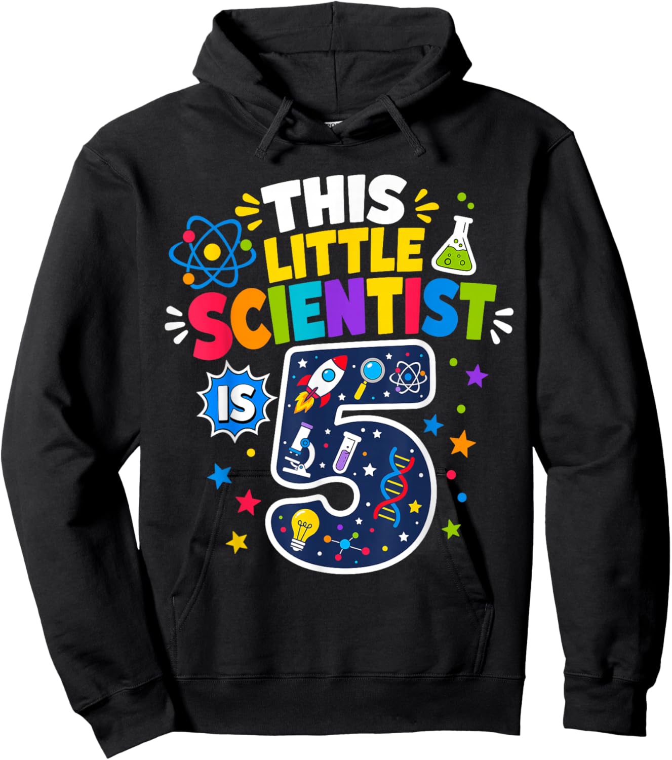 5th Birthday Science This Little Scientist is 5 Years Old Hoodie - Hoodie | Black