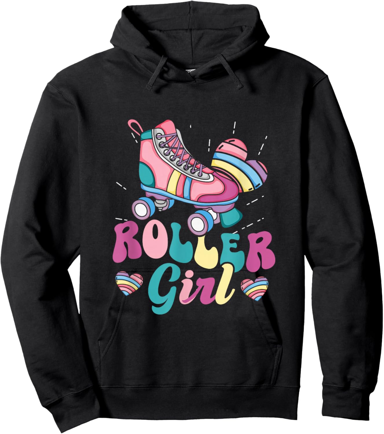 Roller Girl Skater Skating Retro Vintage 70s 80s 90s Skates Hoodie - Hoodie | Black