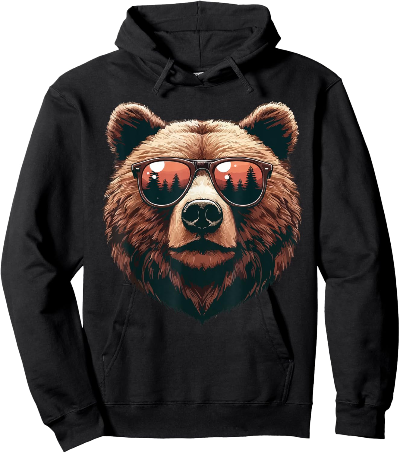 Bear Sunglasses Animal Lovers Retro Wildlife Nature Camping Hoodie - Hoodie | Black