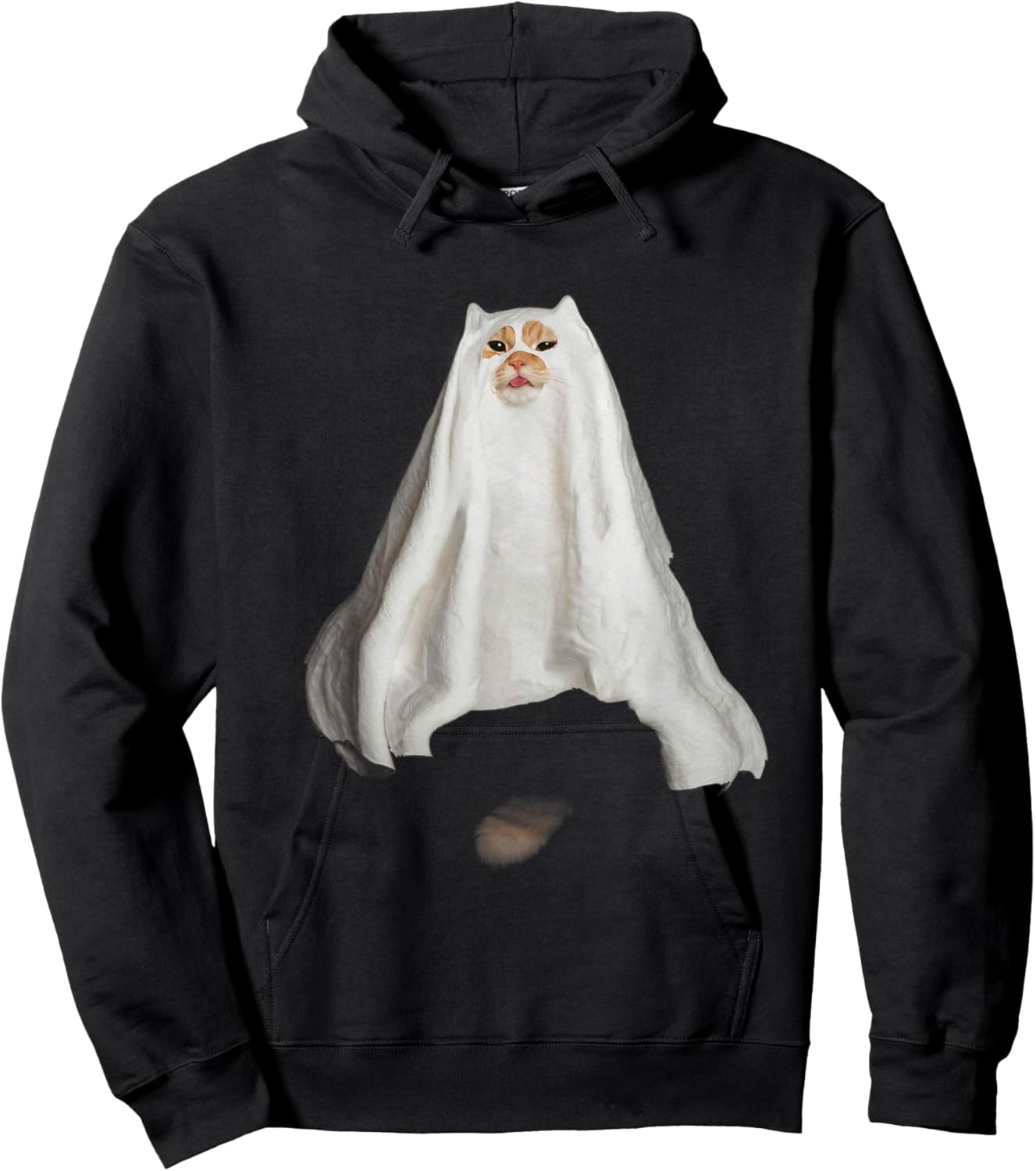 Ghost Cat Meme Funny Halloween Men Women Kids Hoodie - Hoodie | Black