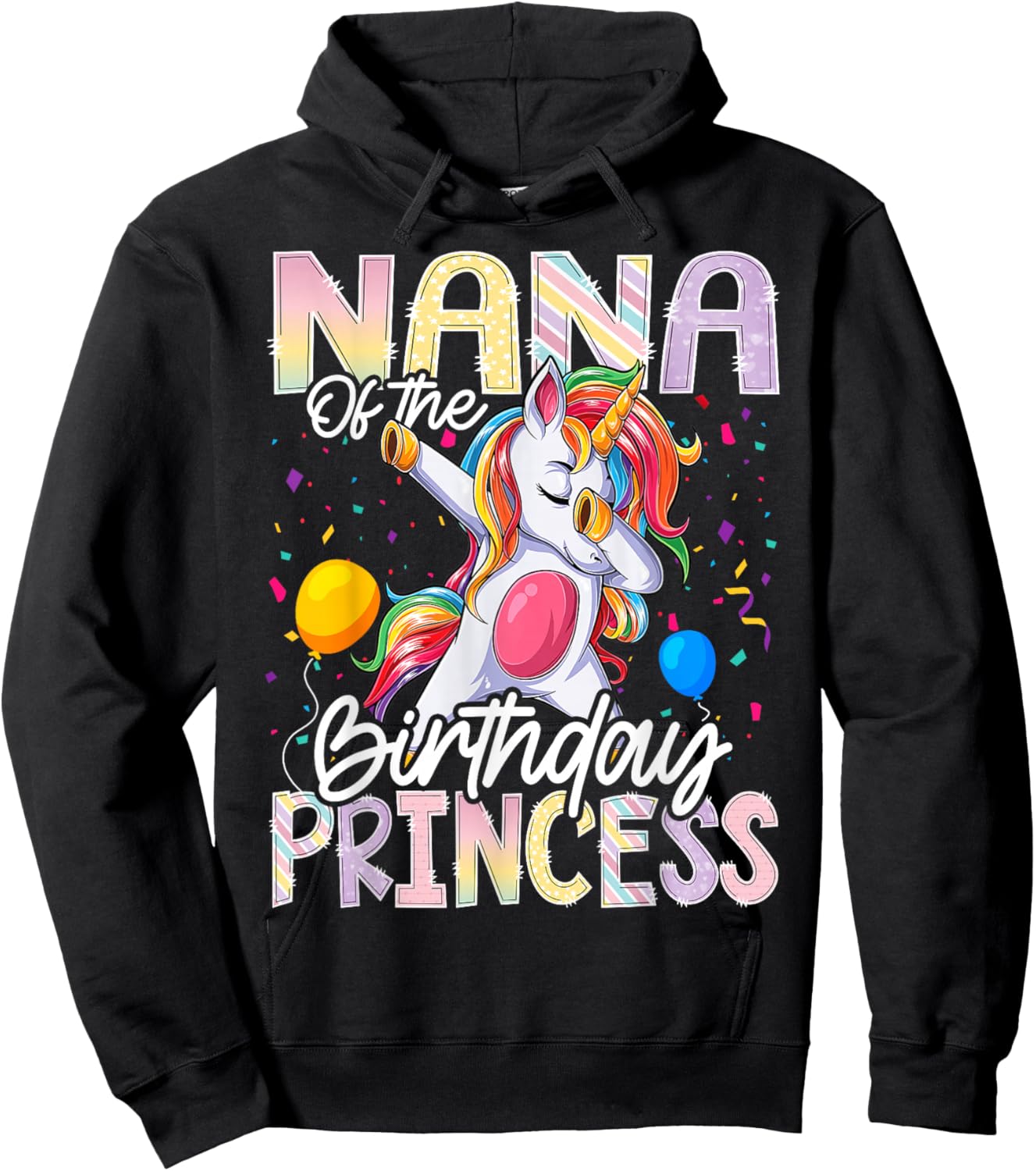 Nana of The Birthday Princess Dabbing Unicorn Matching Hoodie - Hoodie | Black