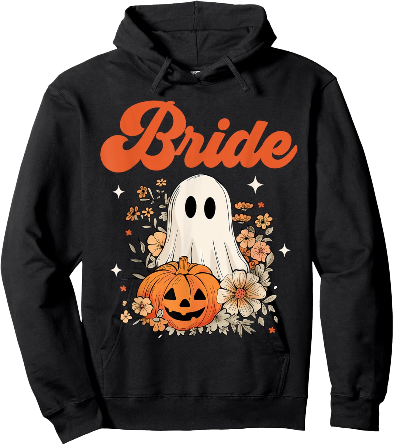 Bride Wildflower Ghost Boo Crew Halloween Bachelorette Hoodie - Hoodie | Black