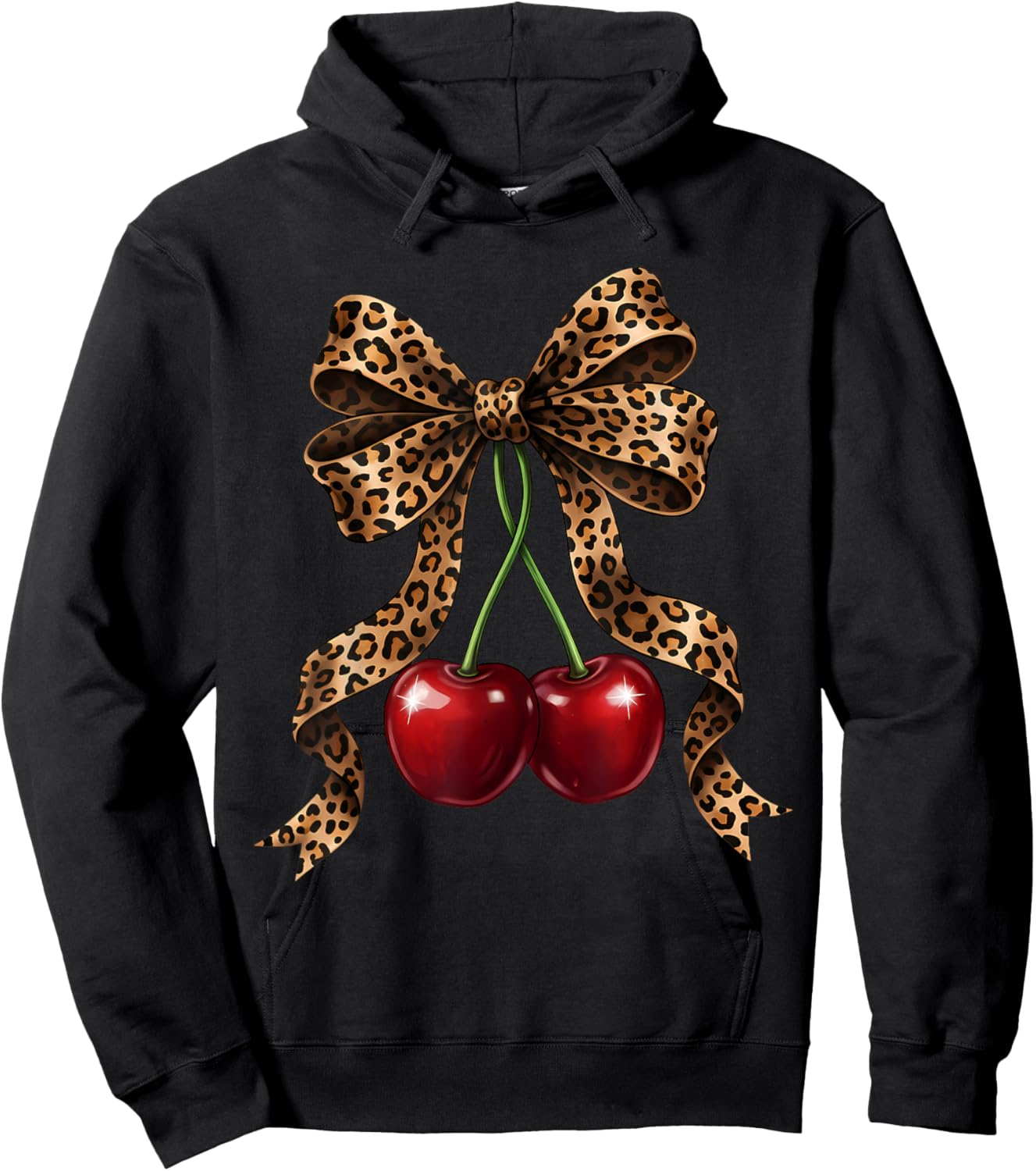 Cherry Bow Coquette Red Cherries Hoodie - Hoodie | Black